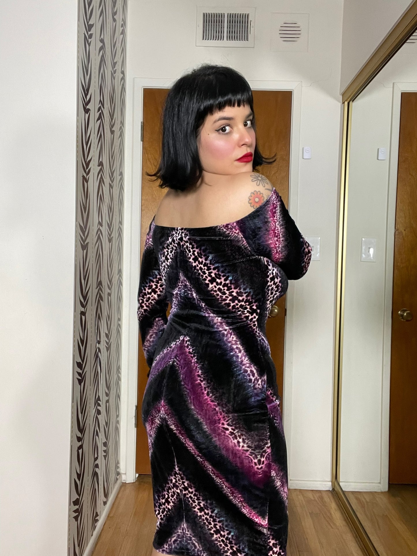 Vintage 90s Y2K "Venus" Pink & Purple Cheetah Dress - Best Fits Size S-L