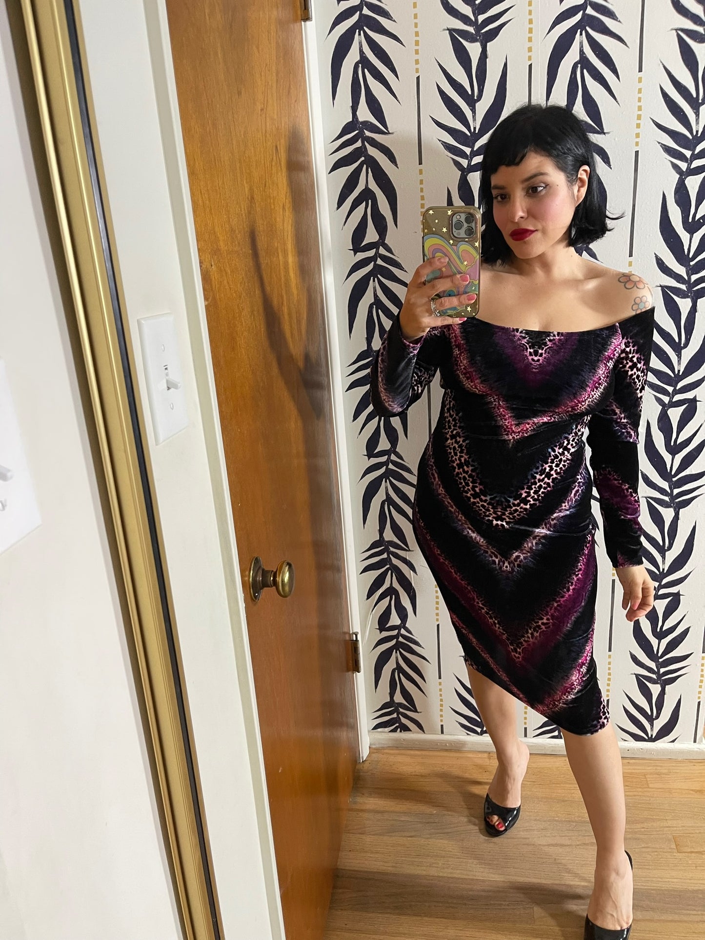 Vintage 90s Y2K "Venus" Pink & Purple Cheetah Dress - Best Fits Size S-L