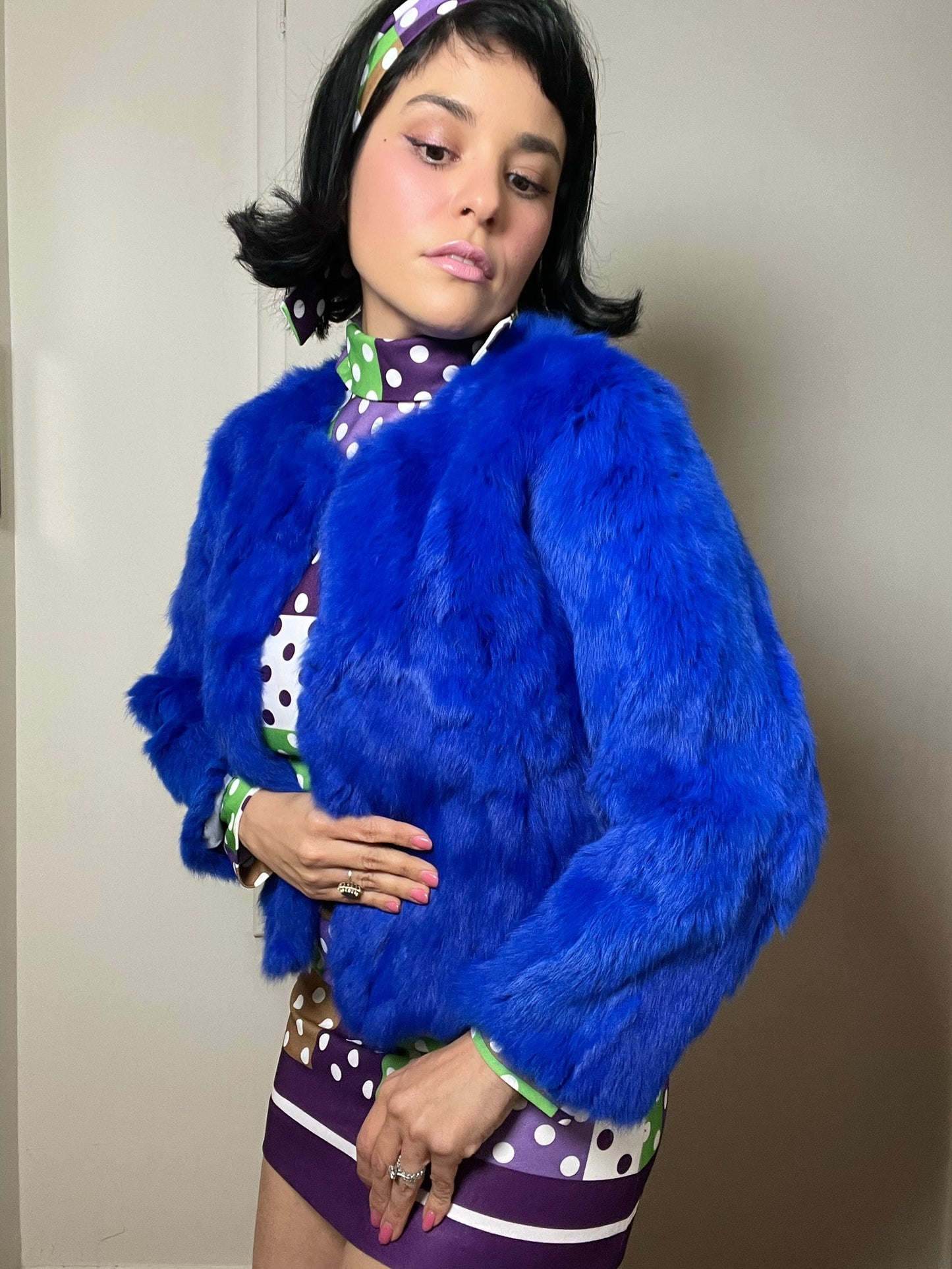 Vintage Y2K Royal Blue Rabbit Bolero Jacket - Best Fits Size S-M