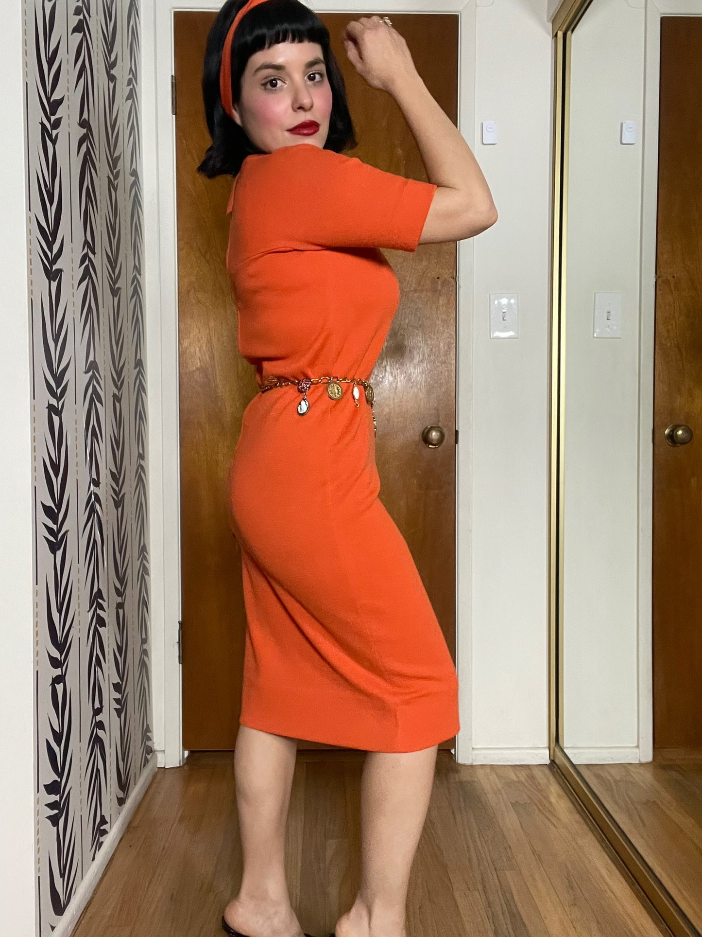 Vintage 60s "Goldworm" Orange Wool Knit Dress - Best Fits Size XS-M, Possibly L