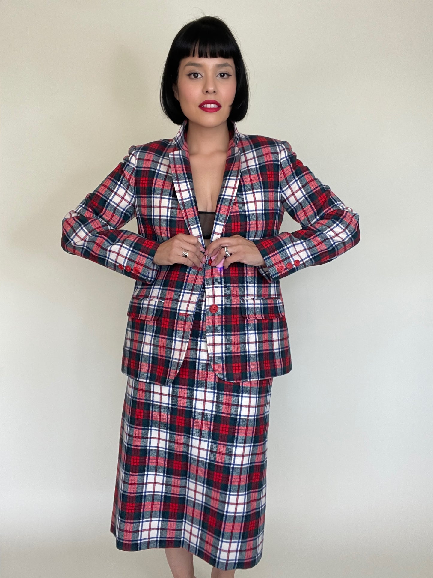 Vintage 60s / 70s "Pendleton" Pure Virgin Wool Blazer & Pencil Skirt Set Best Fits Sizes S-M