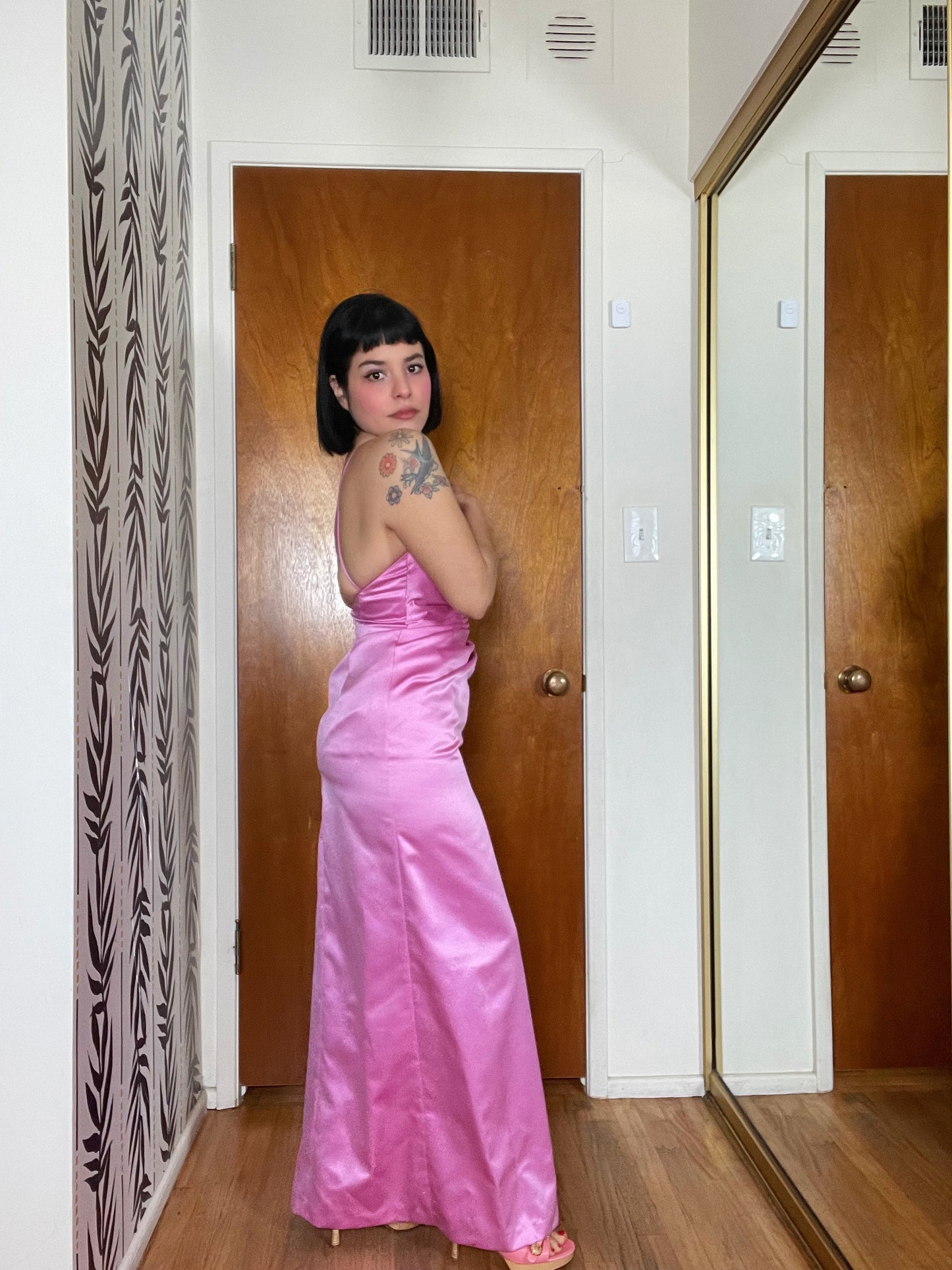 Vintage 90s Y2K Bubblegum Pink Jessica McClintock Gown - Best Fits Size XXS-XS