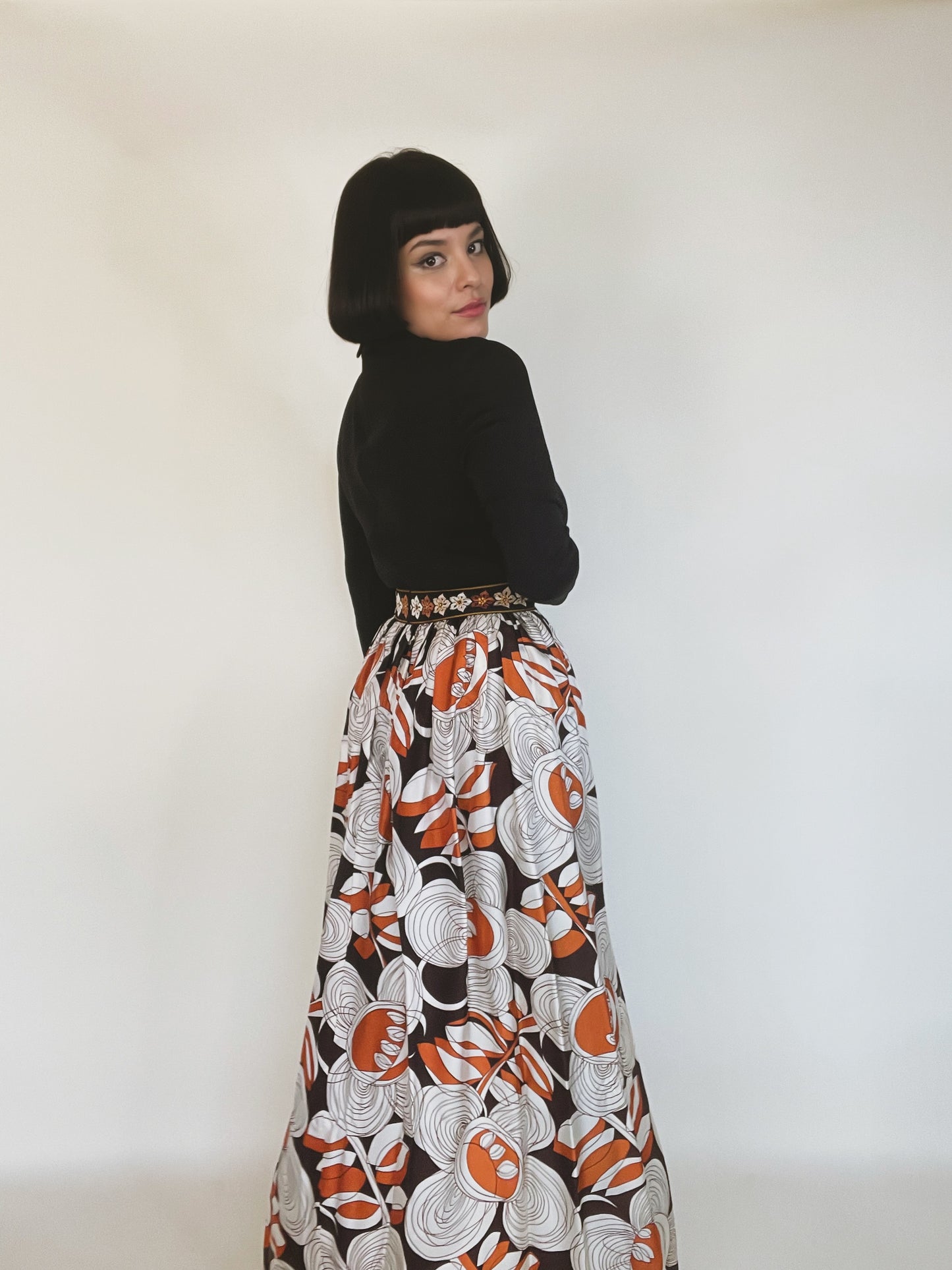 Vintage 60s / 70s Hostess Embroidered Trim Jumpsuit Fits XS-SM