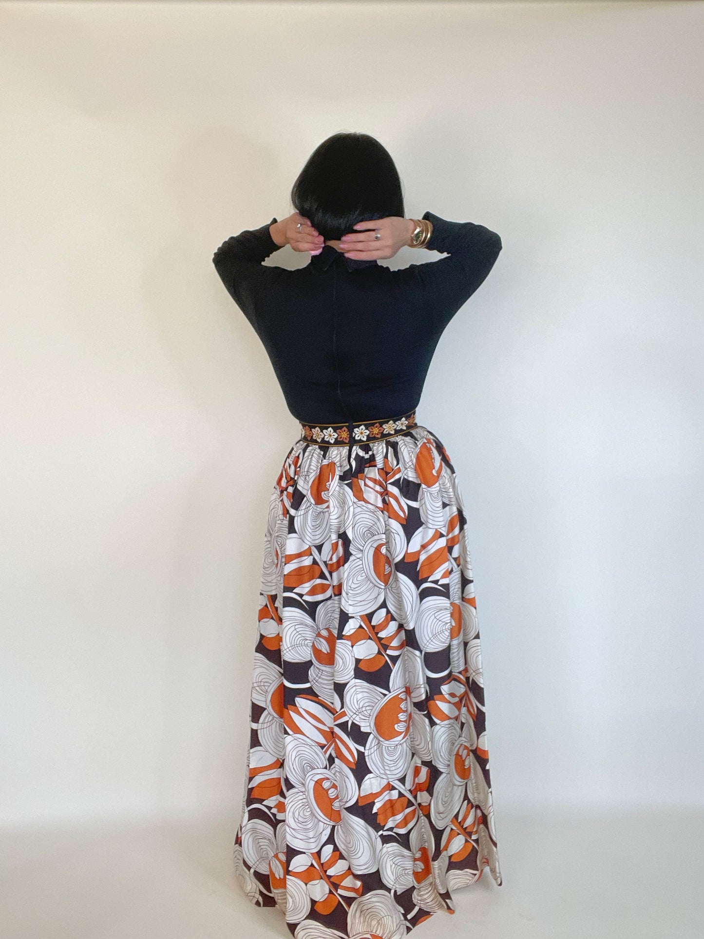 Vintage 60s / 70s Hostess Embroidered Trim Jumpsuit Fits XS-SM