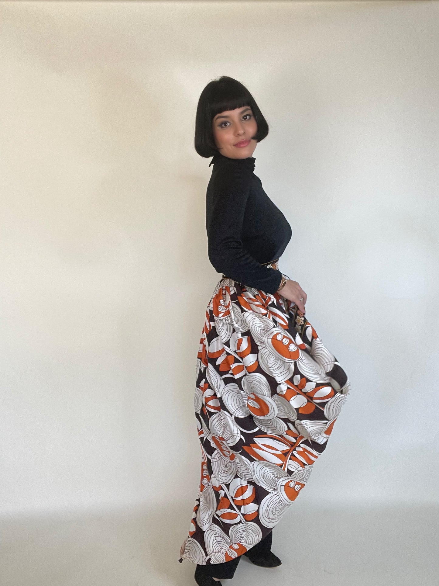 Vintage 60s / 70s Hostess Embroidered Trim Jumpsuit Fits XS-SM