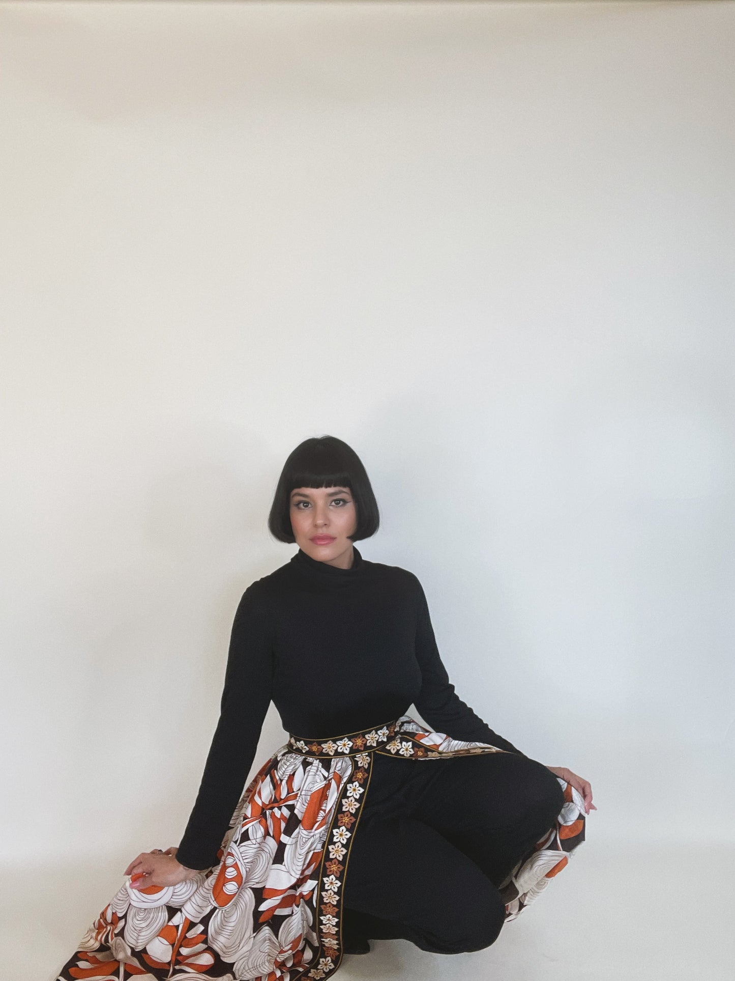 Vintage 60s / 70s Hostess Embroidered Trim Jumpsuit Fits XS-SM