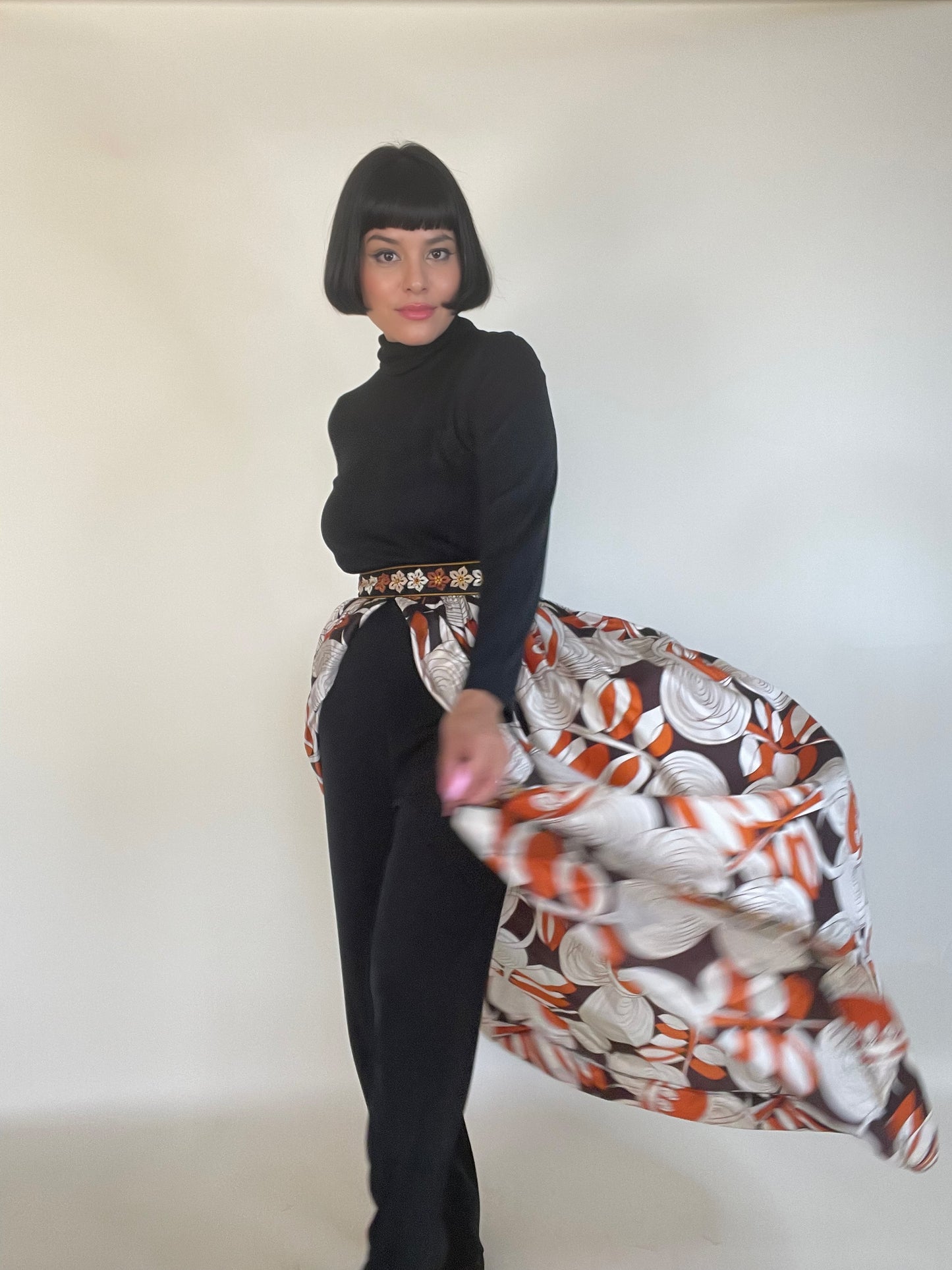 Vintage 60s / 70s Hostess Embroidered Trim Jumpsuit Fits XS-SM