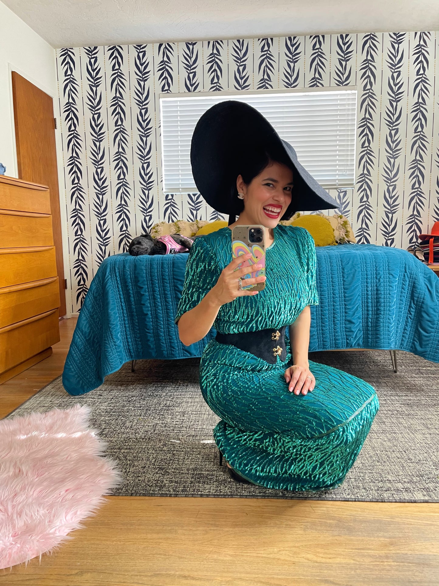 Vintage 60s “Laurence Kazar” Emerald City Green Sequins Dress Best Fits Sizes S-M