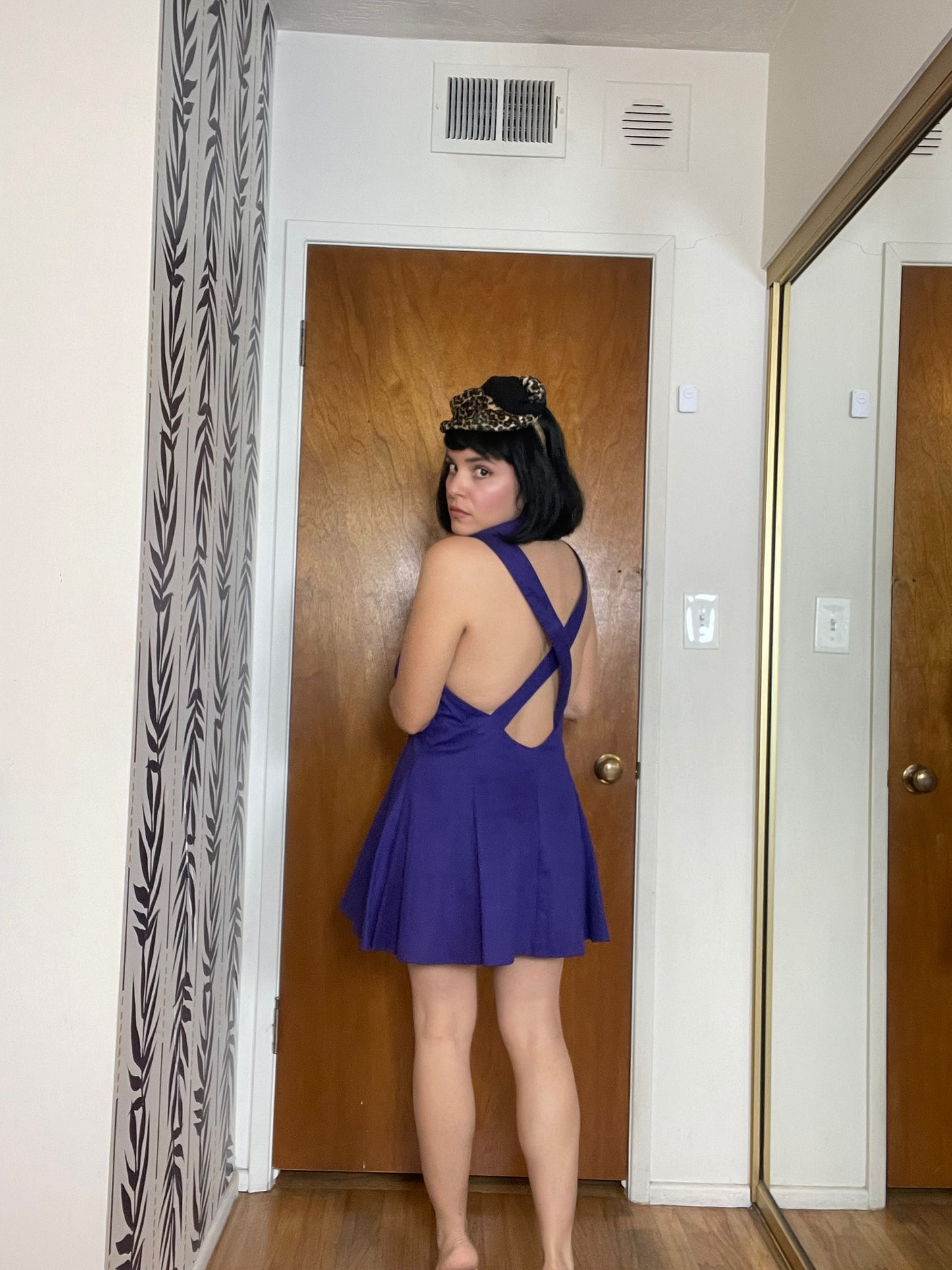 Vintage 80s "April Rain" Purple Mini Dress - Best Fits Size M-L