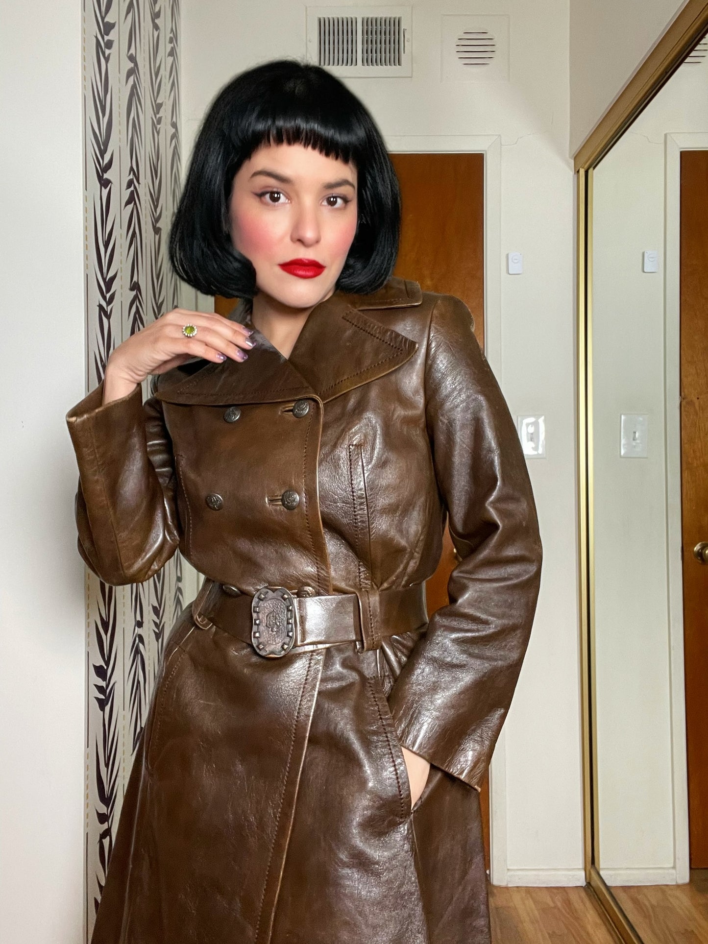 Vintage 60s 70s "Filene's Boston" Made In Israel Brown Leather Coat Best Fits Size M, Possibly L
