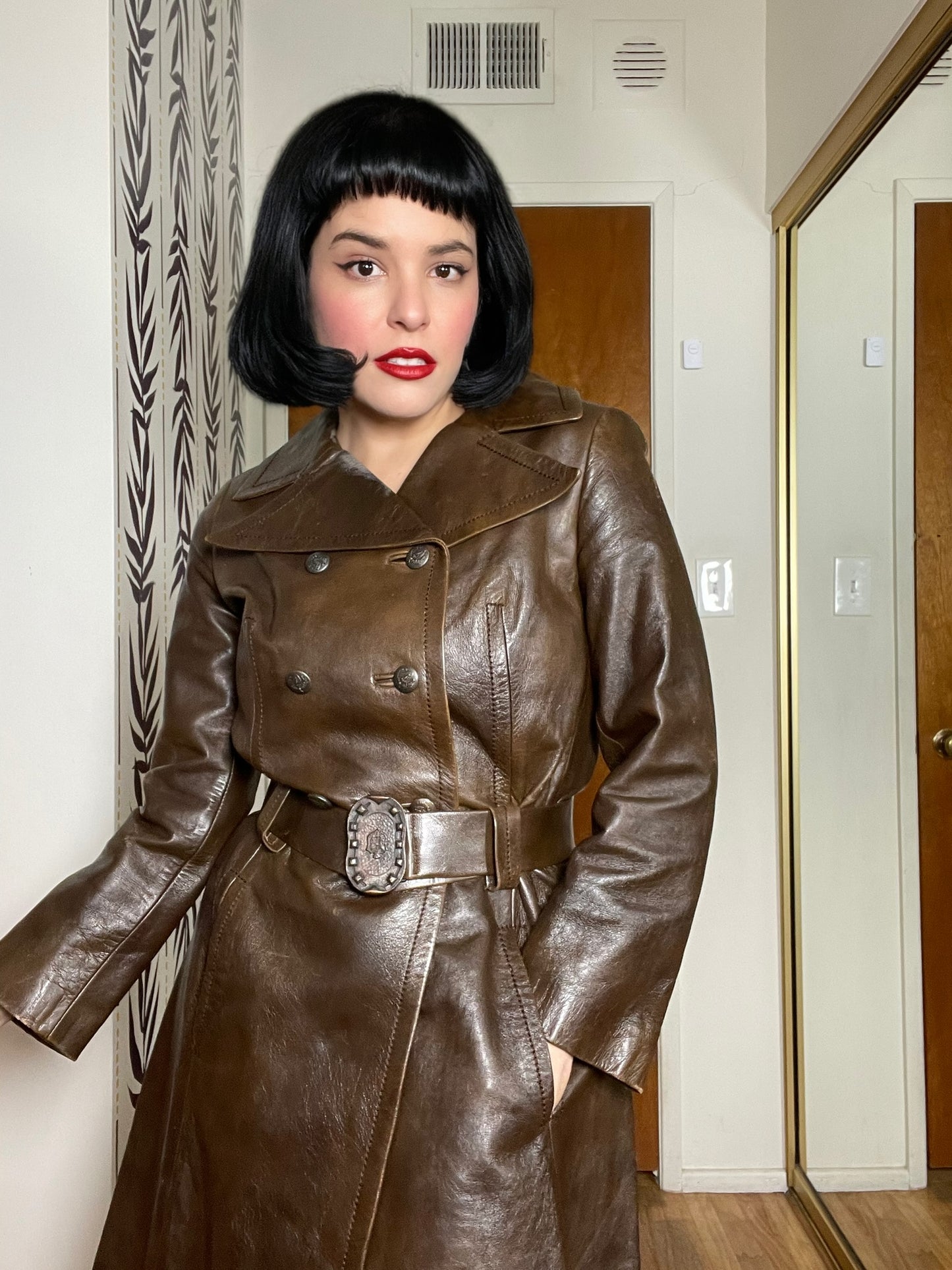 Vintage 60s 70s "Filene's Boston" Made In Israel Brown Leather Coat Best Fits Size M, Possibly L