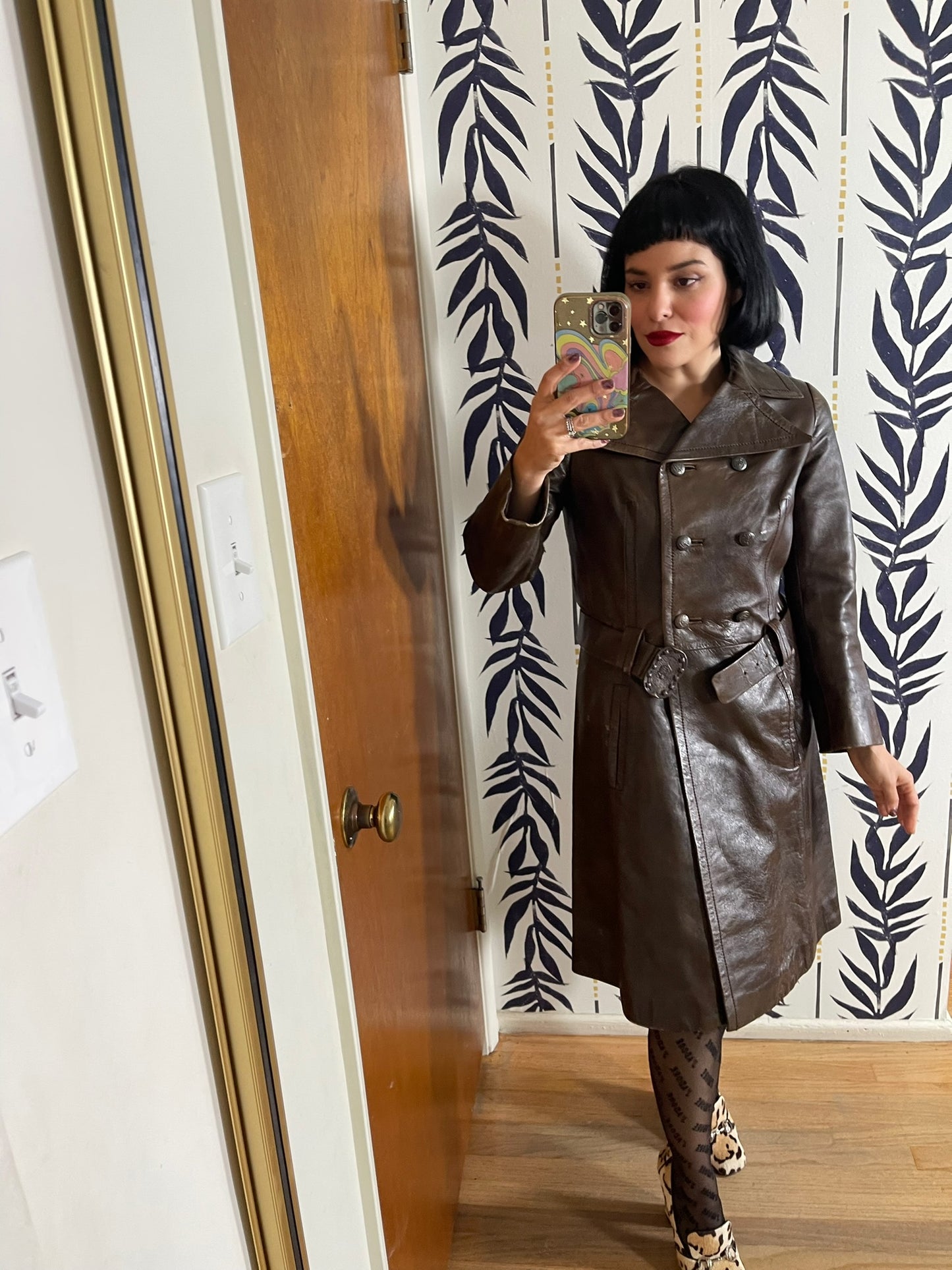 Vintage 60s 70s "Filene's Boston" Made In Israel Brown Leather Coat Best Fits Size M, Possibly L