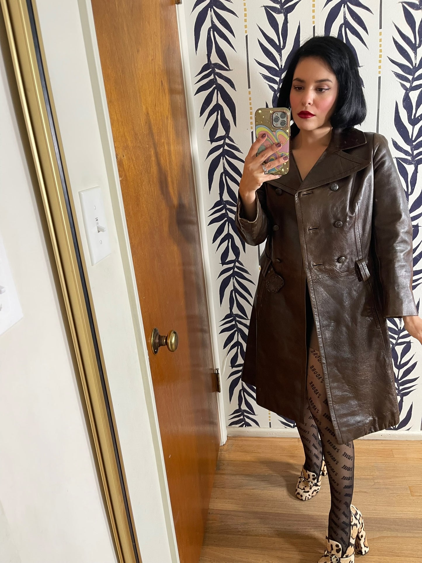 Vintage 60s 70s "Filene's Boston" Made In Israel Brown Leather Coat Best Fits Size M, Possibly L