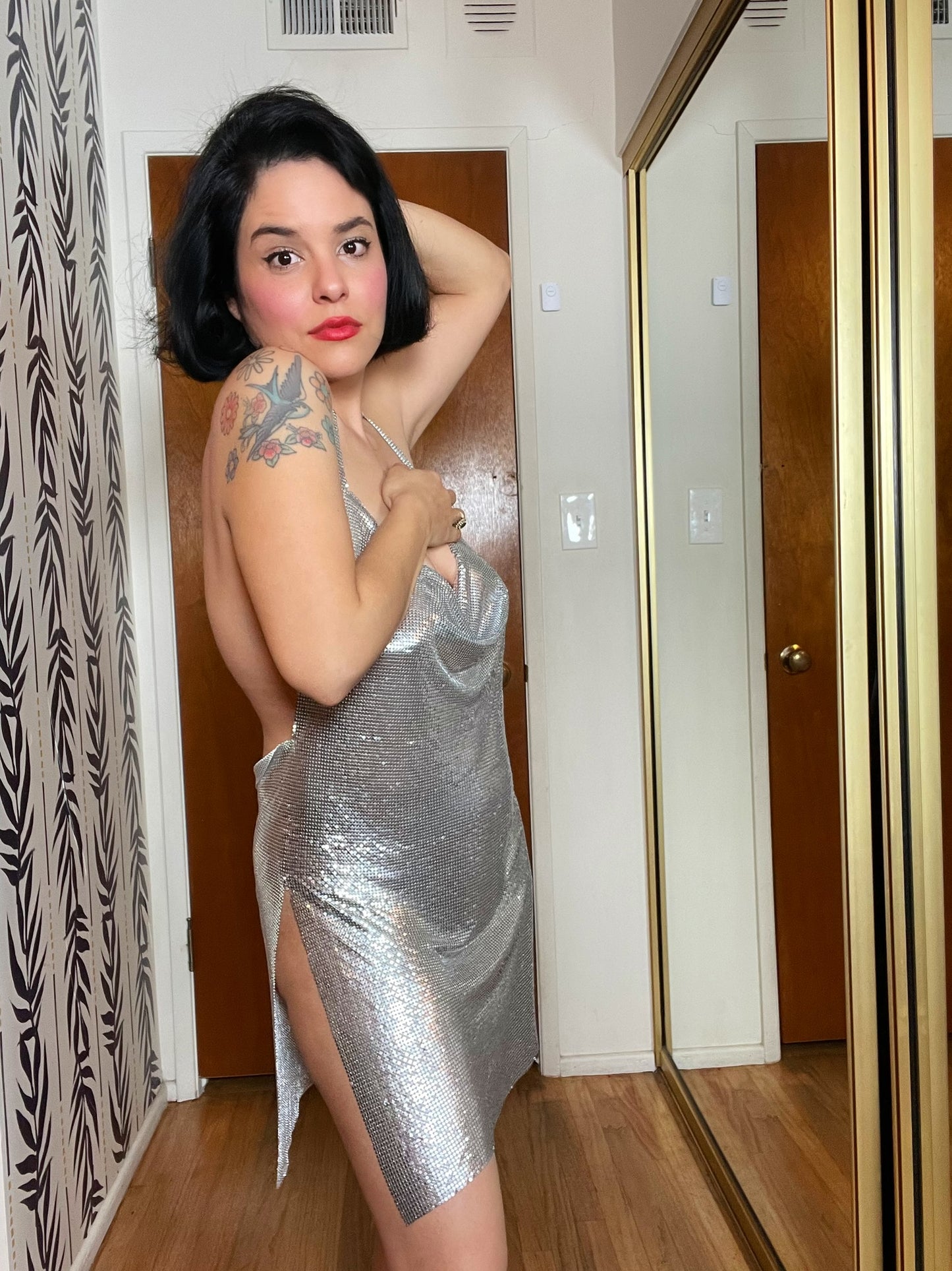 Vintage 90s Y2K Open Back Chain Mail Dress - Best Fits Size XS-L