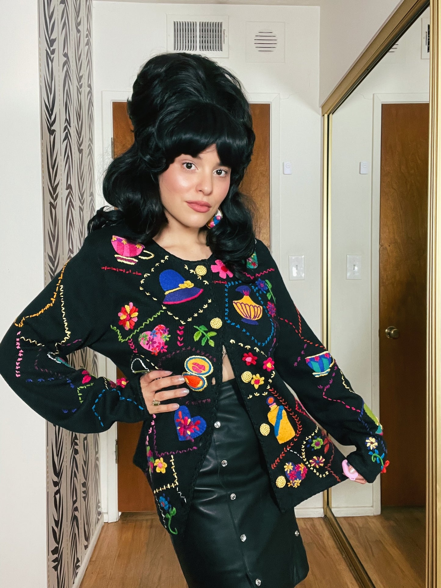 Vintage 1998 "Michael Simon" Lipstick and Purses Novelty Cardigan - Fits Up To Size XL