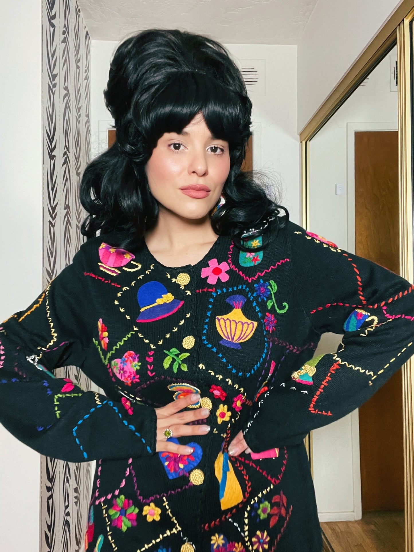 Vintage 1998 "Michael Simon" Lipstick and Purses Novelty Cardigan - Fits Up To Size XL