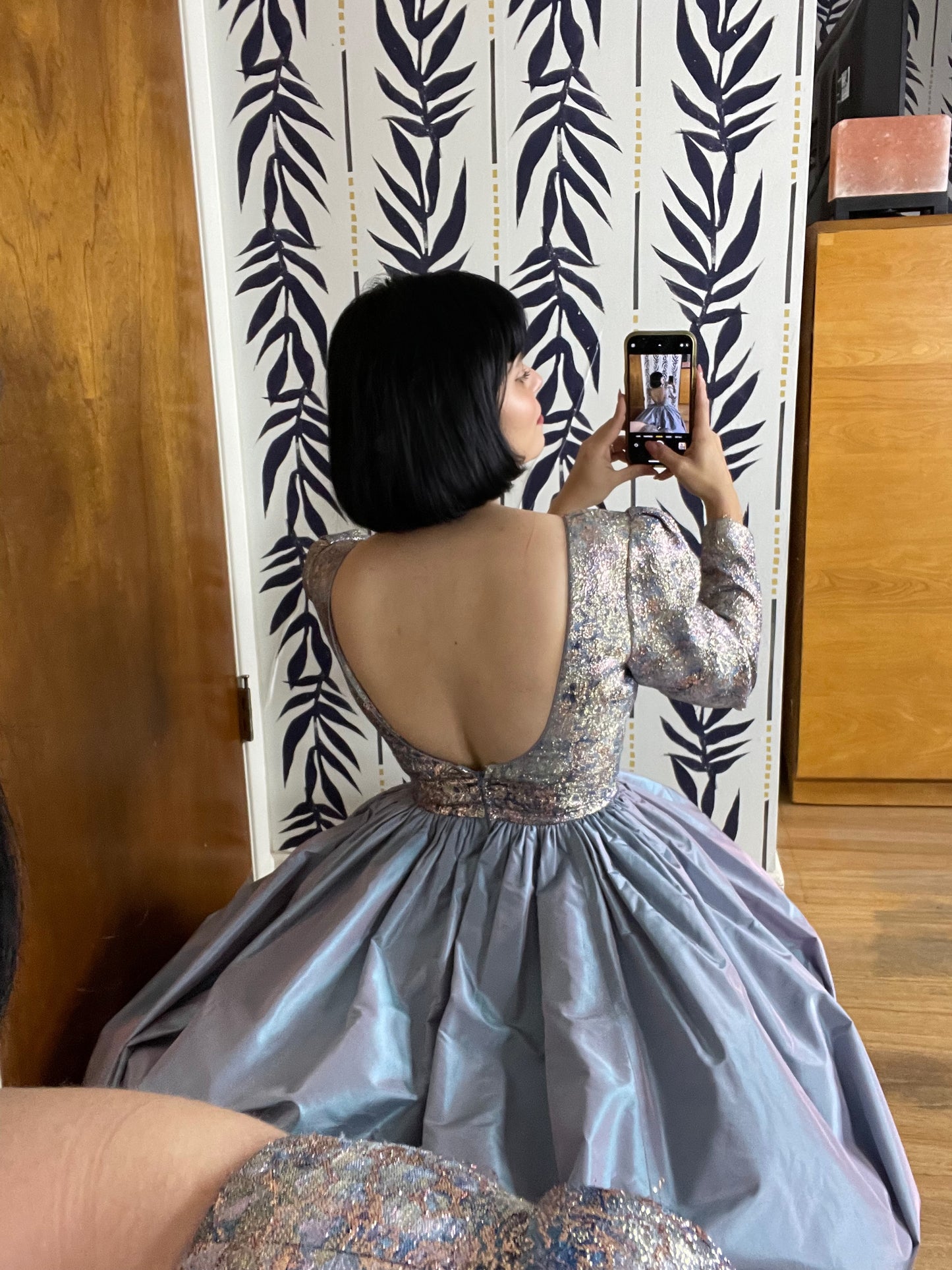Vintage 50s 60s Metallic Dual Tone Ball Gown Best Fits Sizes XS-S