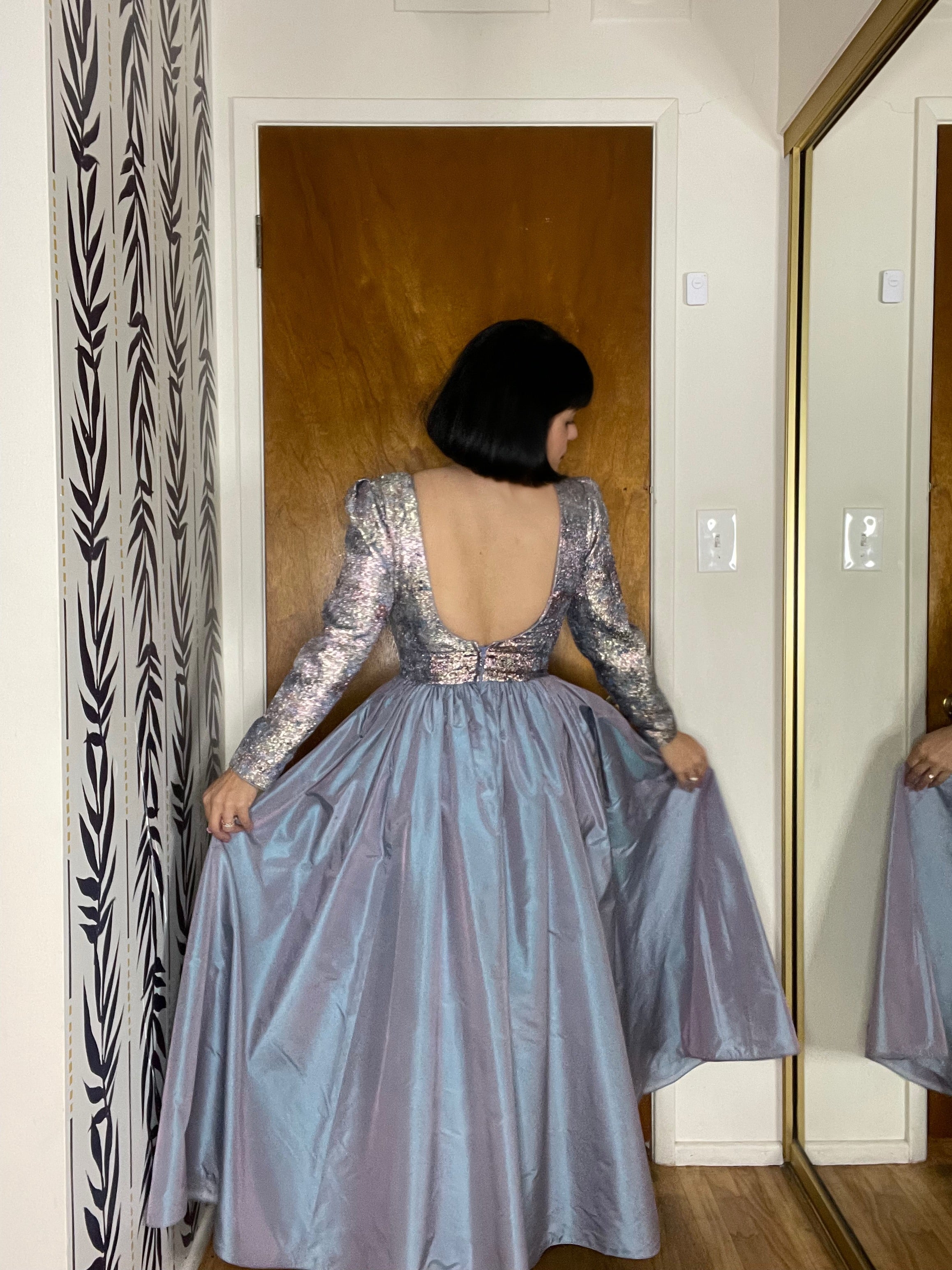 two tone metallic dress Vintage 50s 60s Metallic Dual Tone Ball Gown Best Fits Sizes XS-S