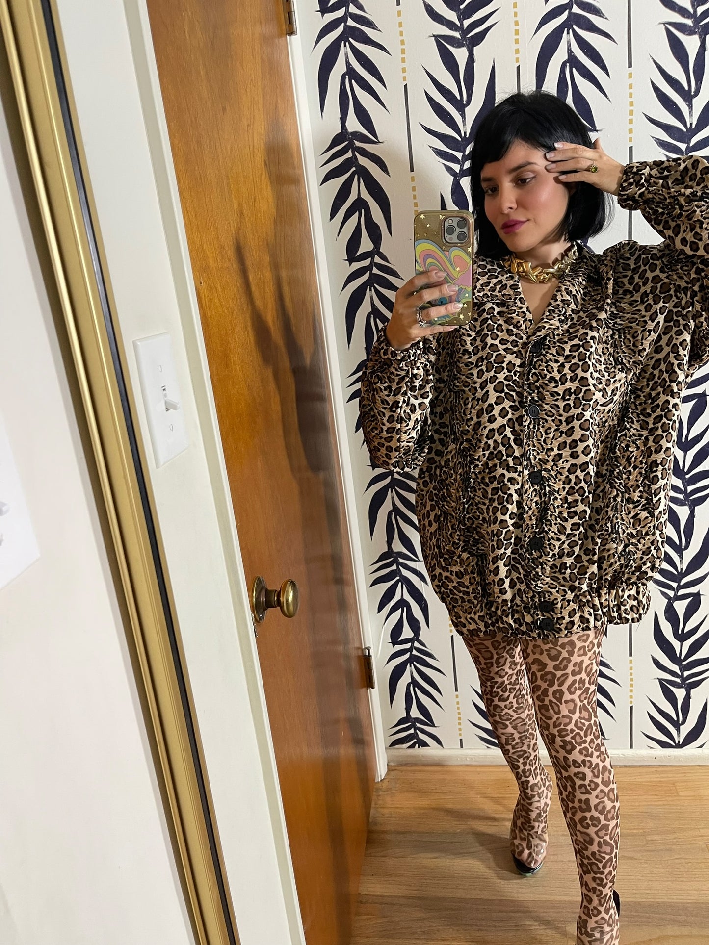 Vintage 80s "GDT Too" Cheetah Print Top - Fits Most Sizes
