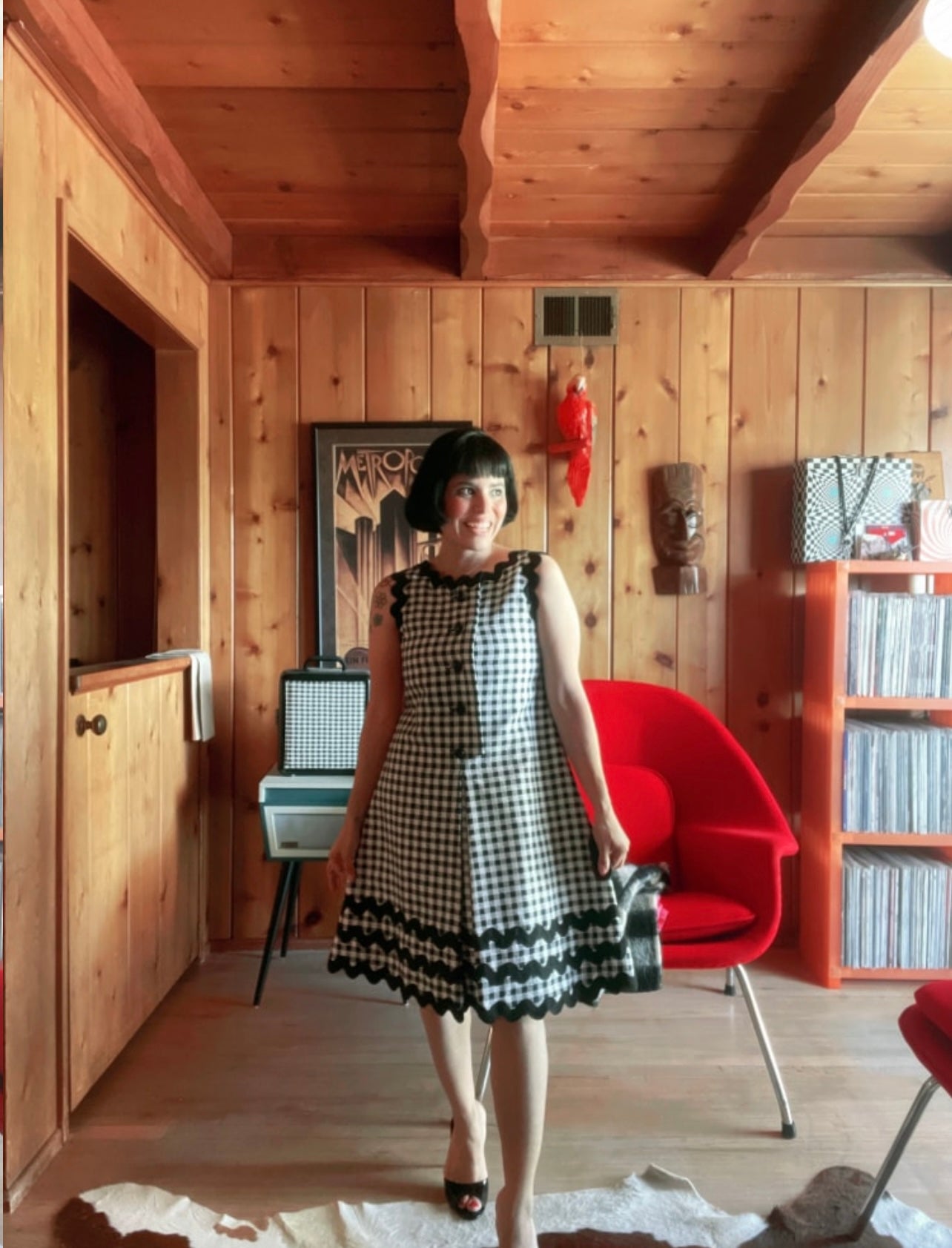 Vintage 60s Geoffrey Beene Black & White Gingham Dress Fits Sizes XS-SM