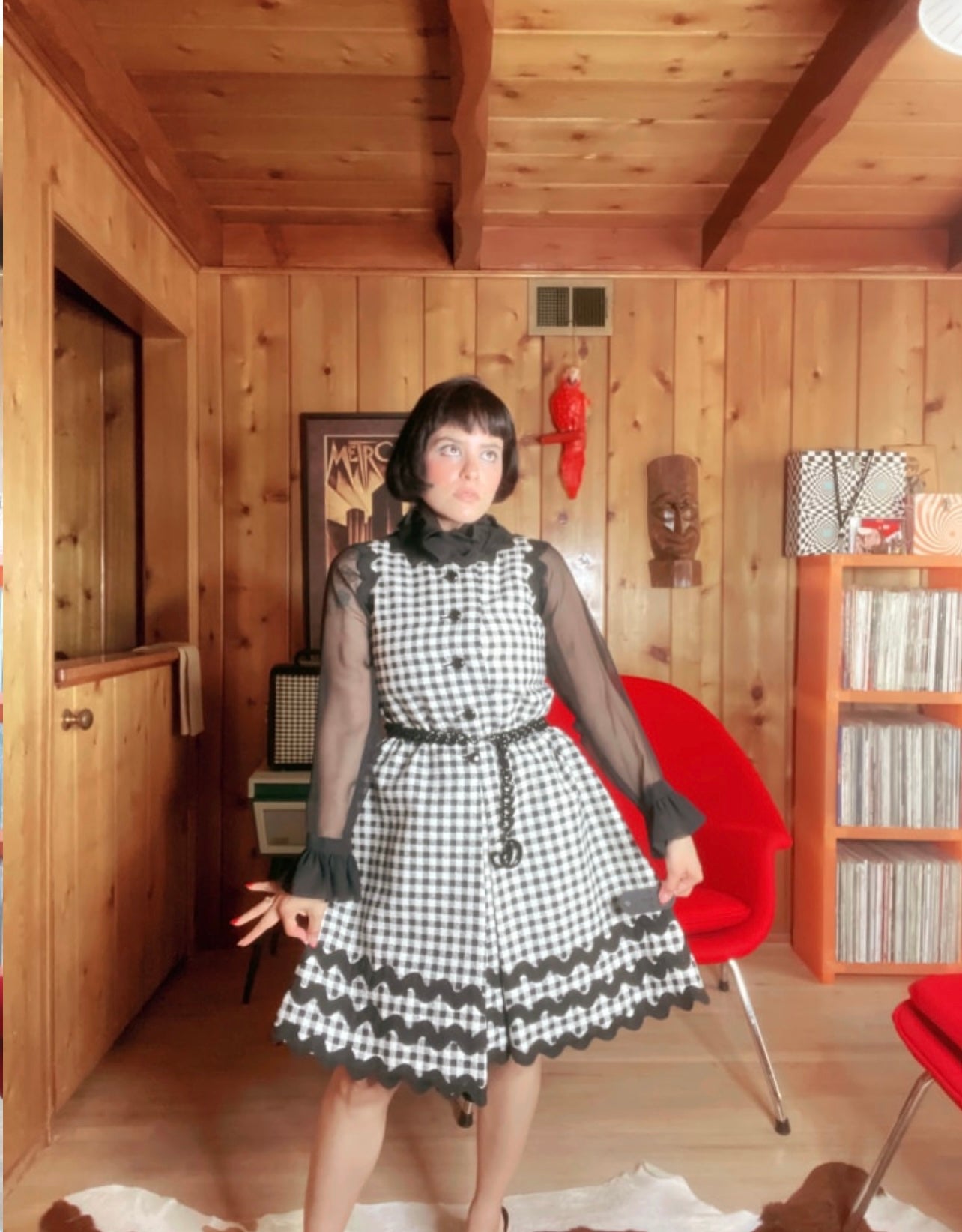 Vintage 60s Geoffrey Beene Black & White Gingham Dress Fits Sizes XS-SM