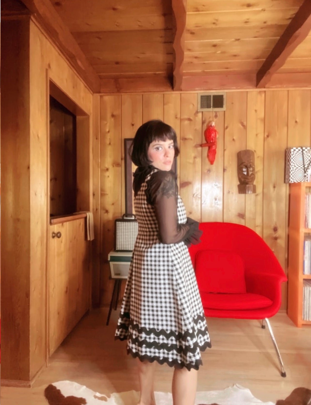 Vintage 60s Geoffrey Beene Black & White Gingham Dress Fits Sizes XS-SM