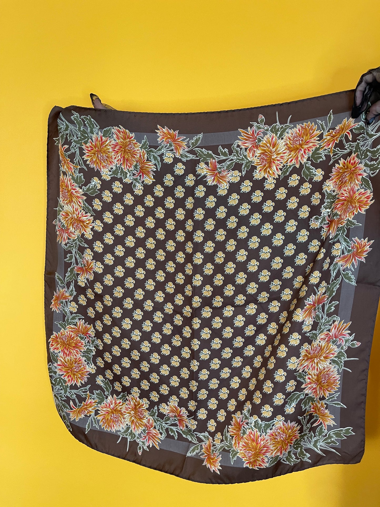 Vintage 60s / 70s Jacqmar Silk Flower Print Scarf One Size