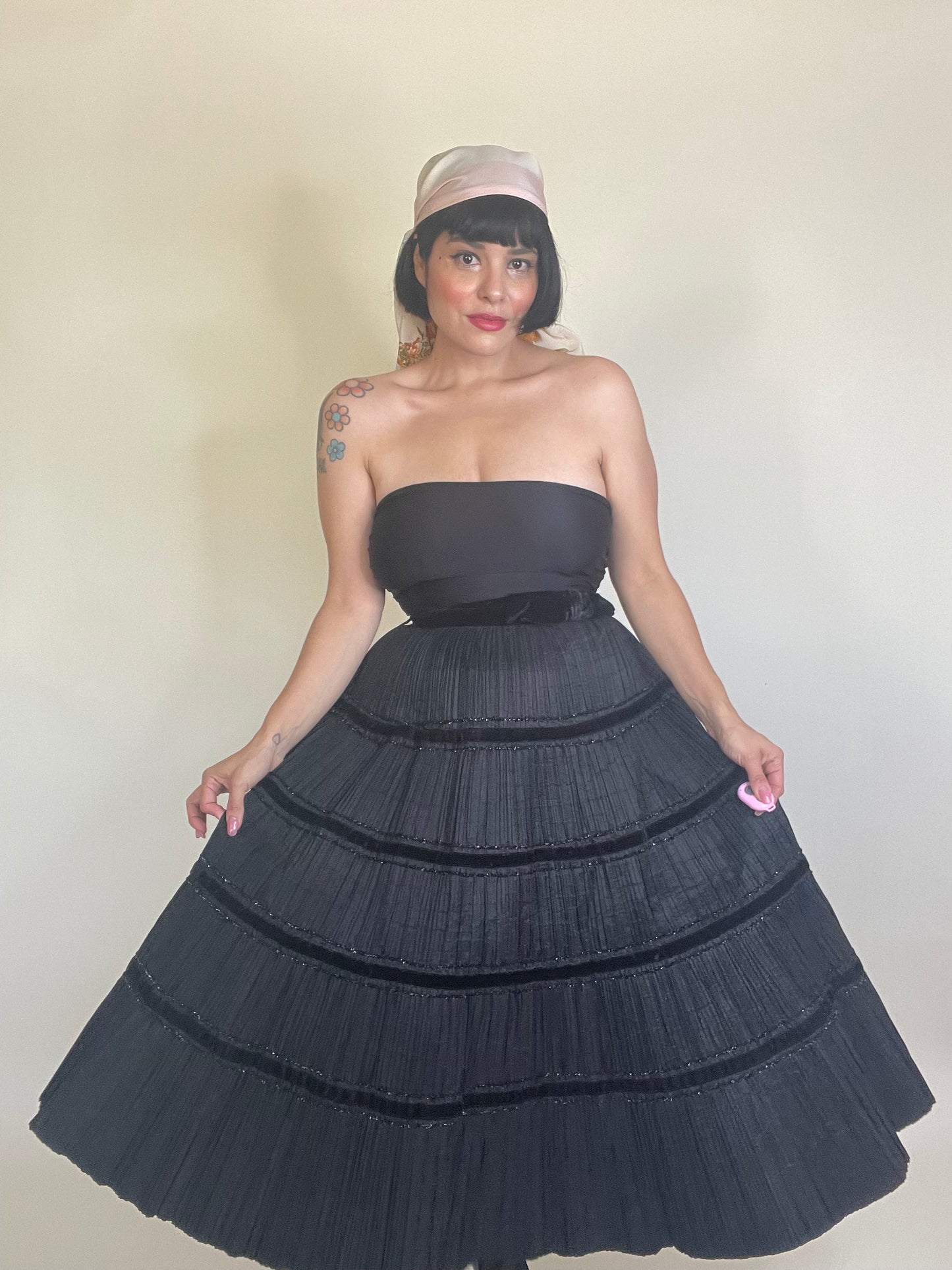 Vintage 80s Floral Garden "Mantero" Silk Scarf