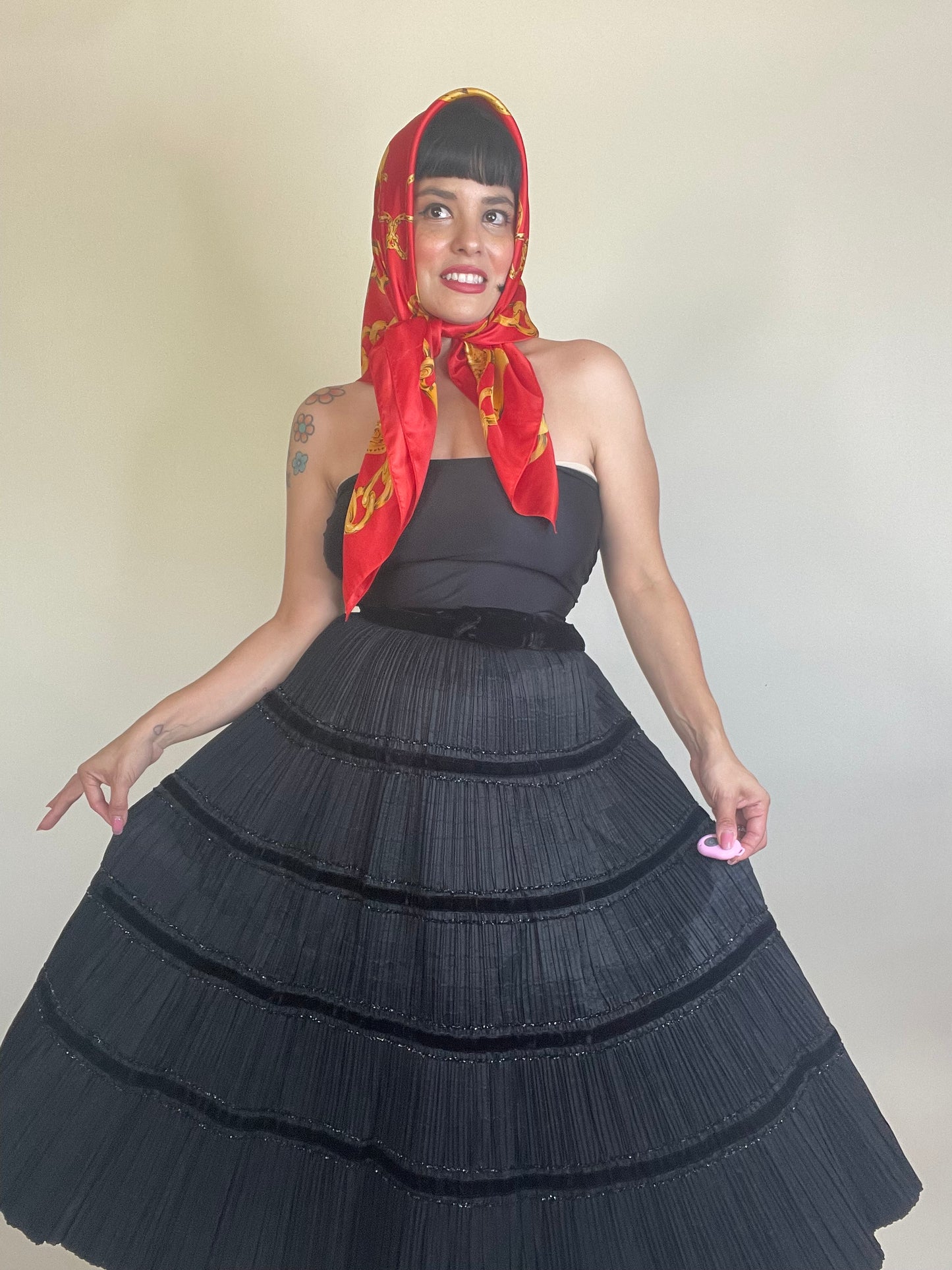 Vintage 80s Silk Gold Chain Novelty Print Scarf