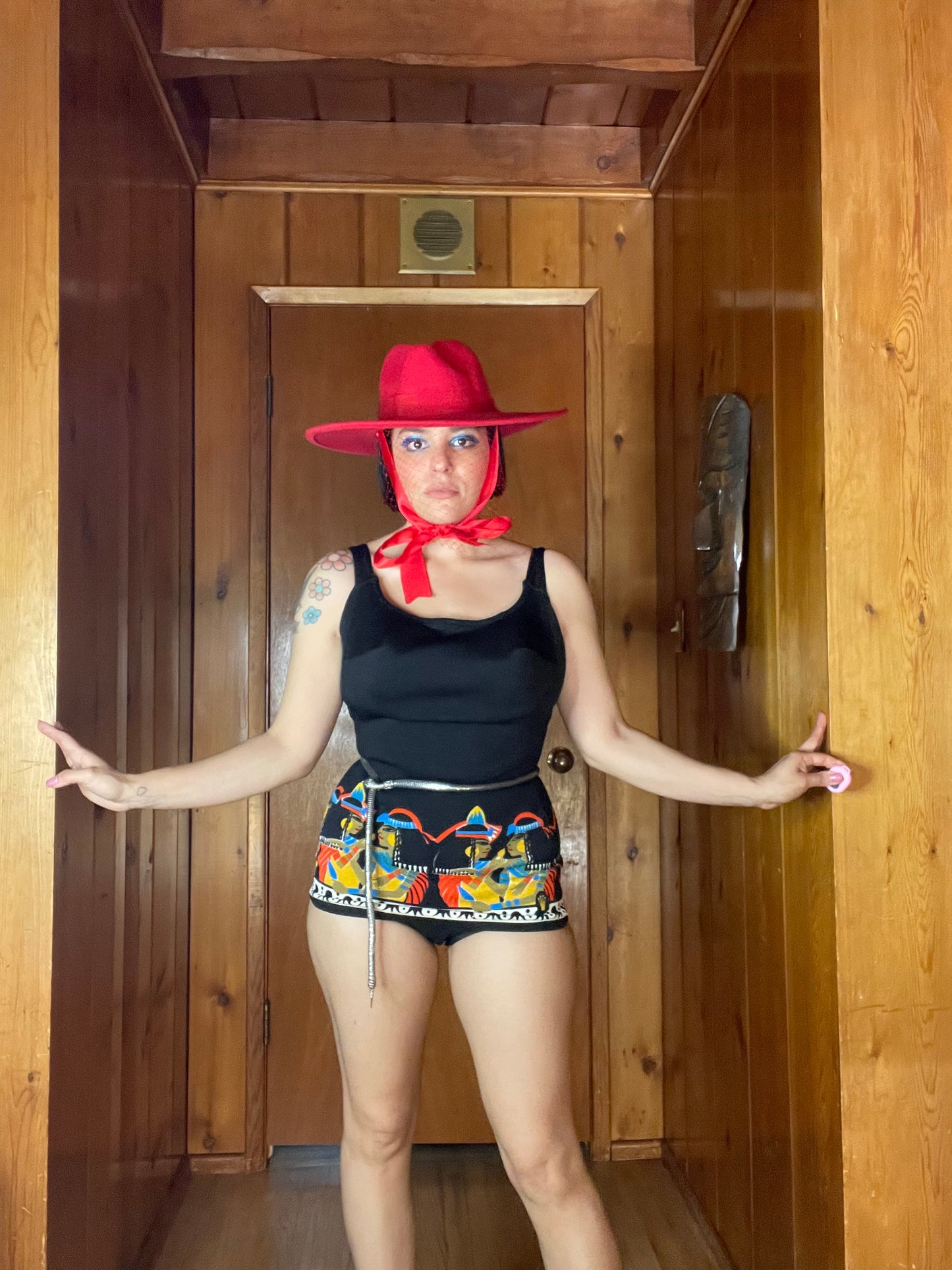 Vintage 50s / 60s Triumph Cleopatra Novelty Print Swimsuit Fits Sizes S-M