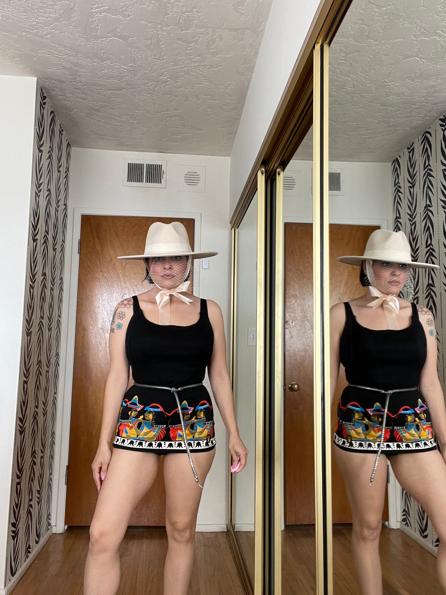 Vintage 50s / 60s Triumph Cleopatra Novelty Print Swimsuit Fits Sizes S-M