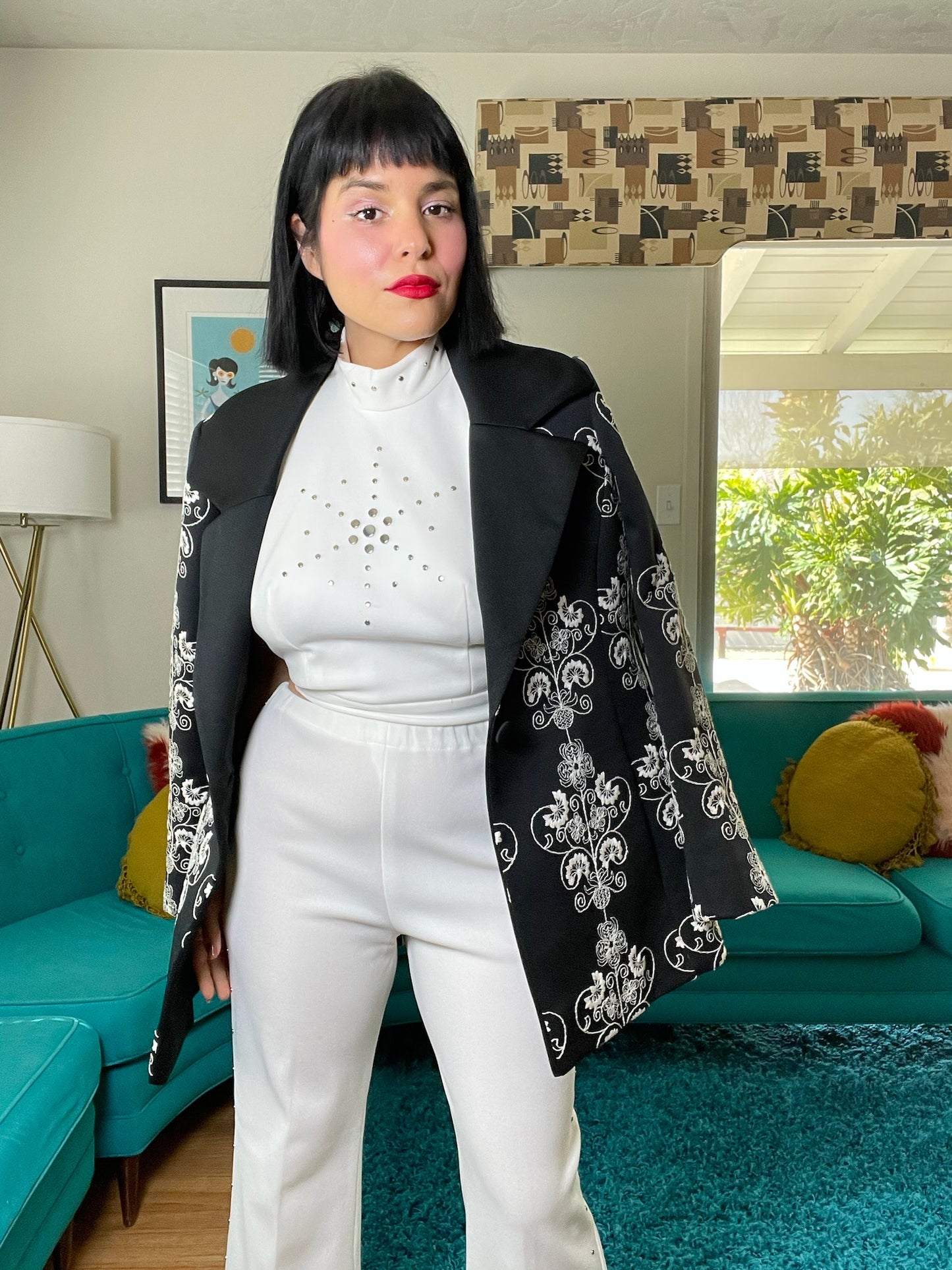 Vintage 70s White Disco Pant Set - Best Fits Size XS-M