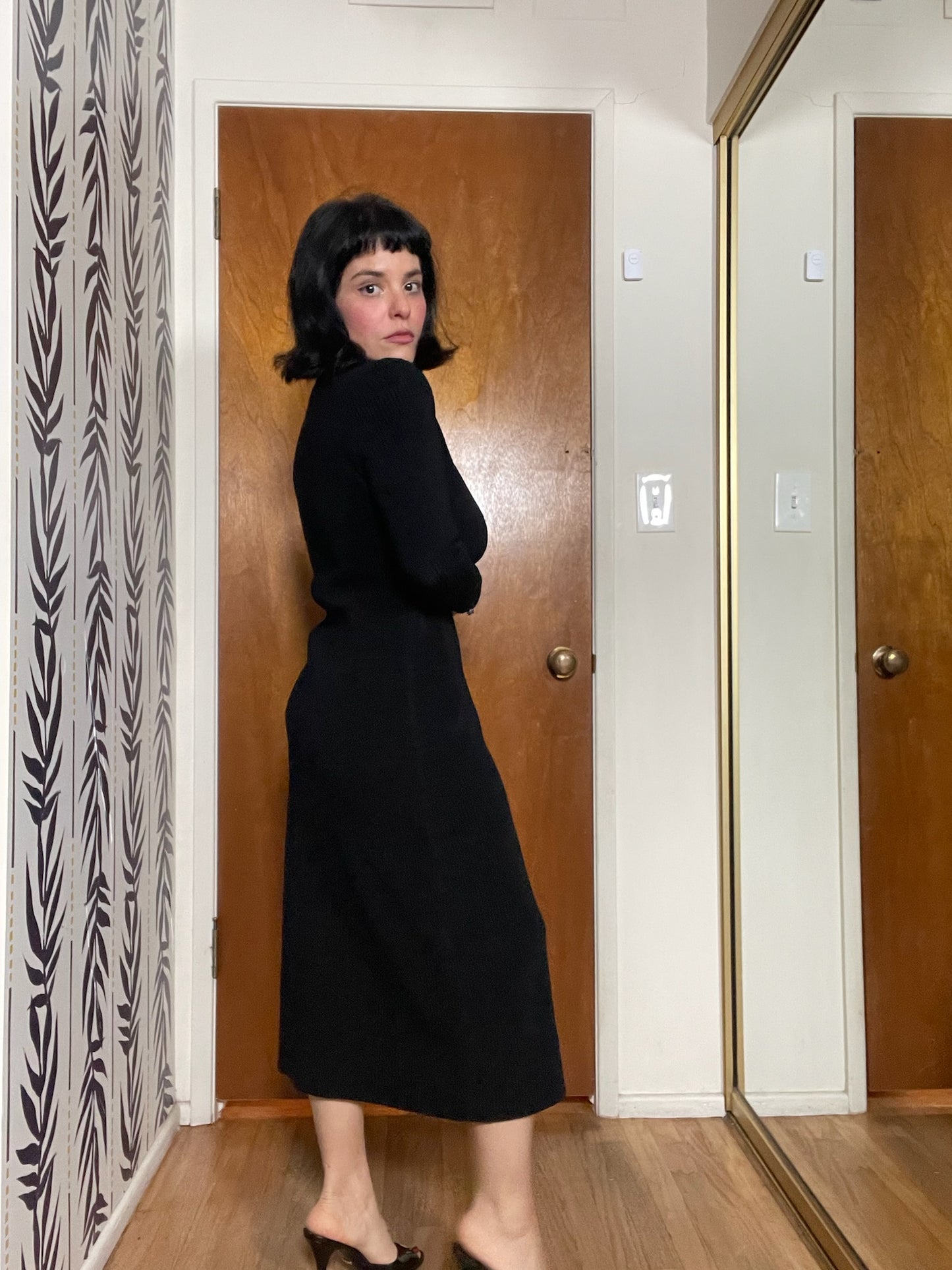 Vintage 60s "Goldworm" Black Knit Dress - Best Fits Size XS-M, Possibly L