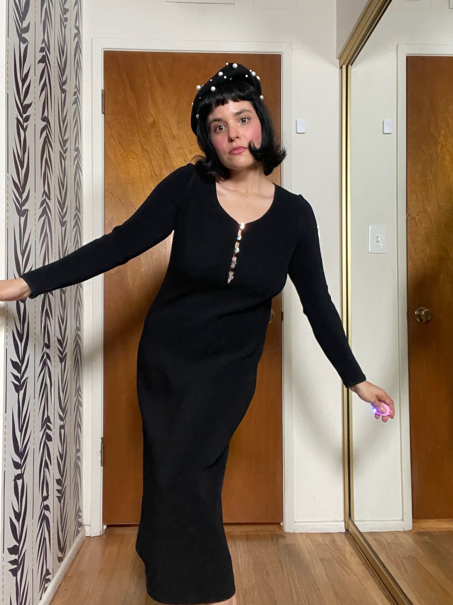Vintage 60s "Goldworm" Black Knit Dress - Best Fits Size XS-M, Possibly L