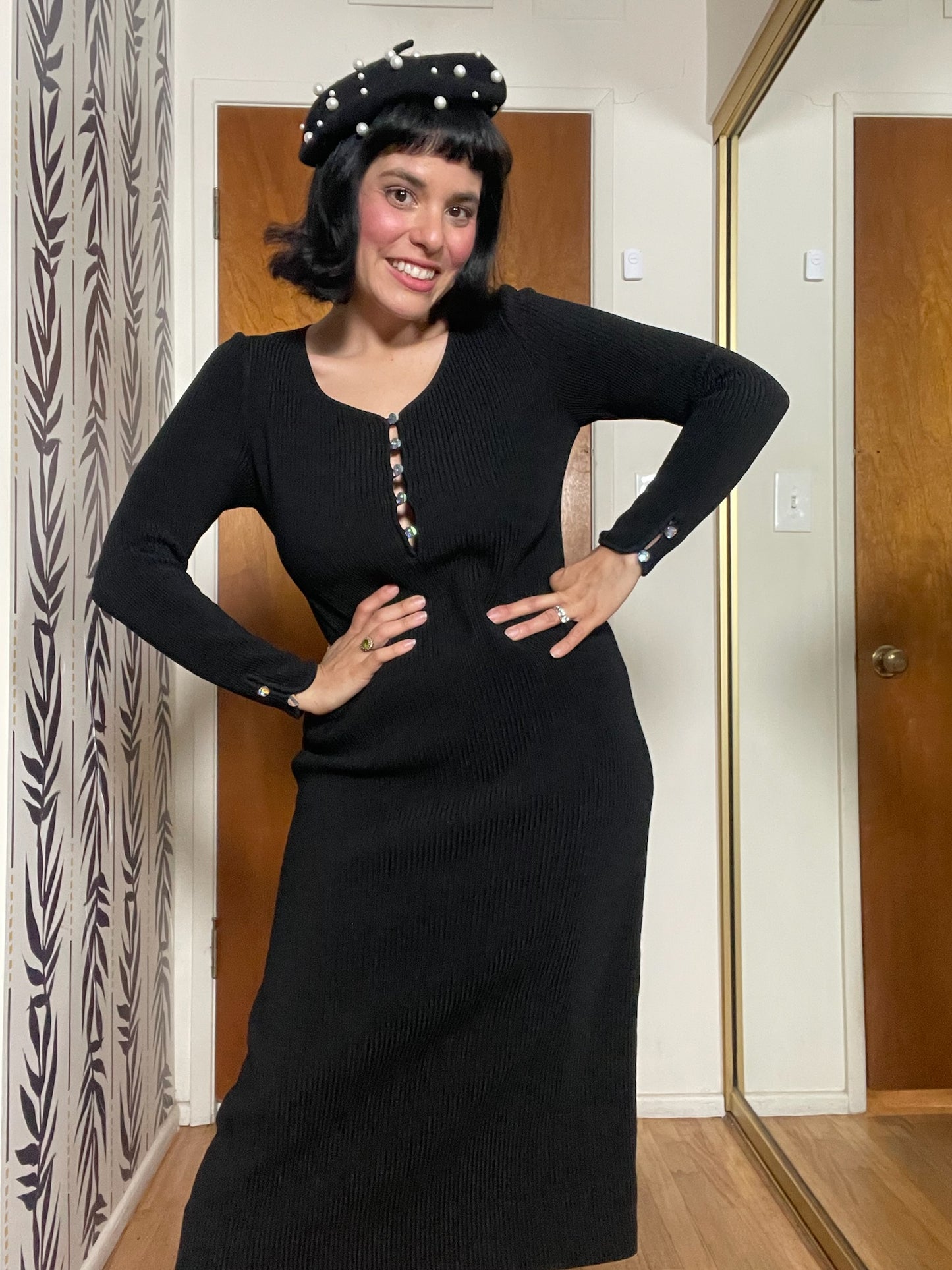Vintage 60s "Goldworm" Black Knit Dress - Best Fits Size XS-M, Possibly L