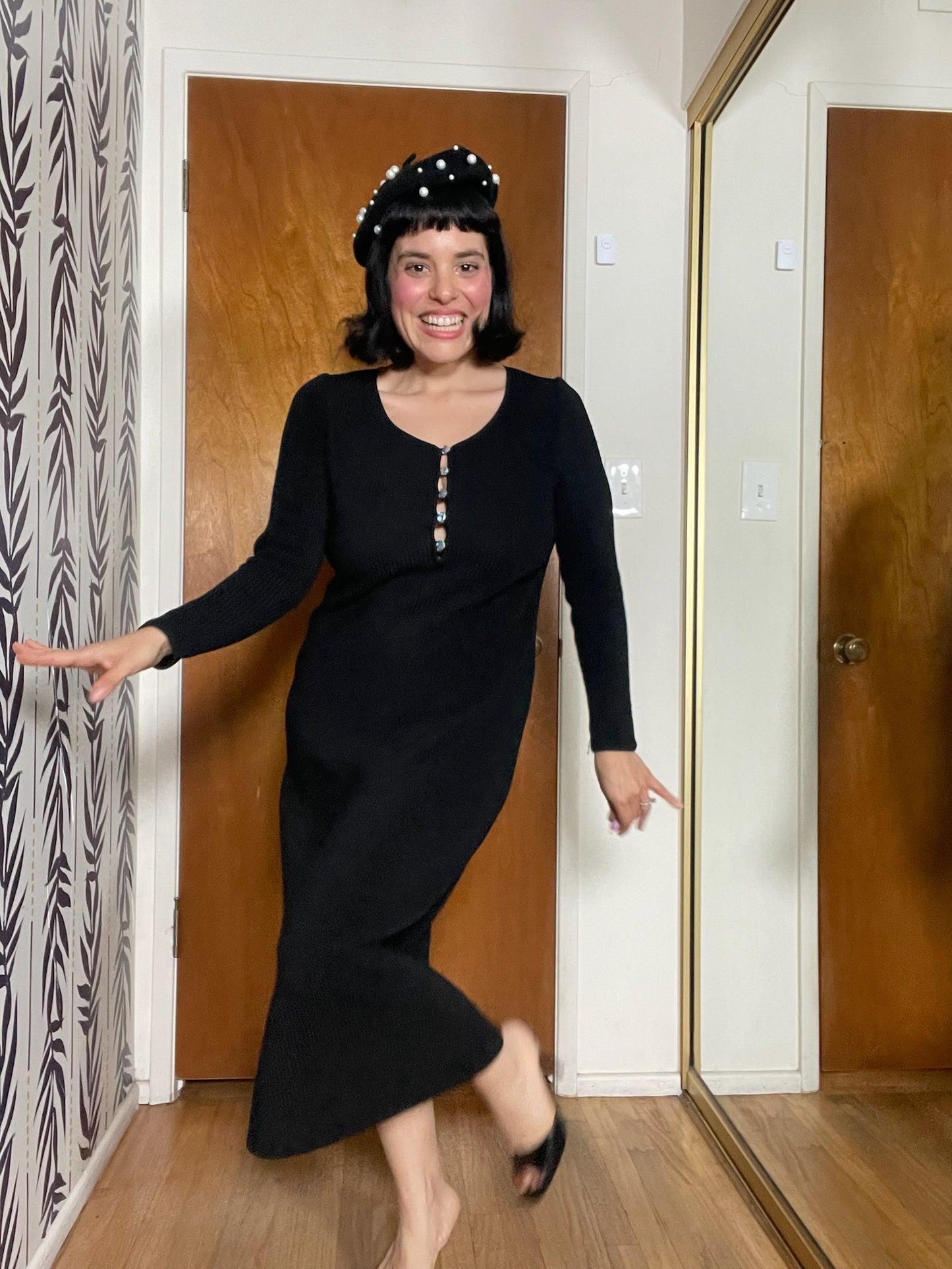 Vintage 60s "Goldworm" Black Knit Dress - Best Fits Size XS-M, Possibly L