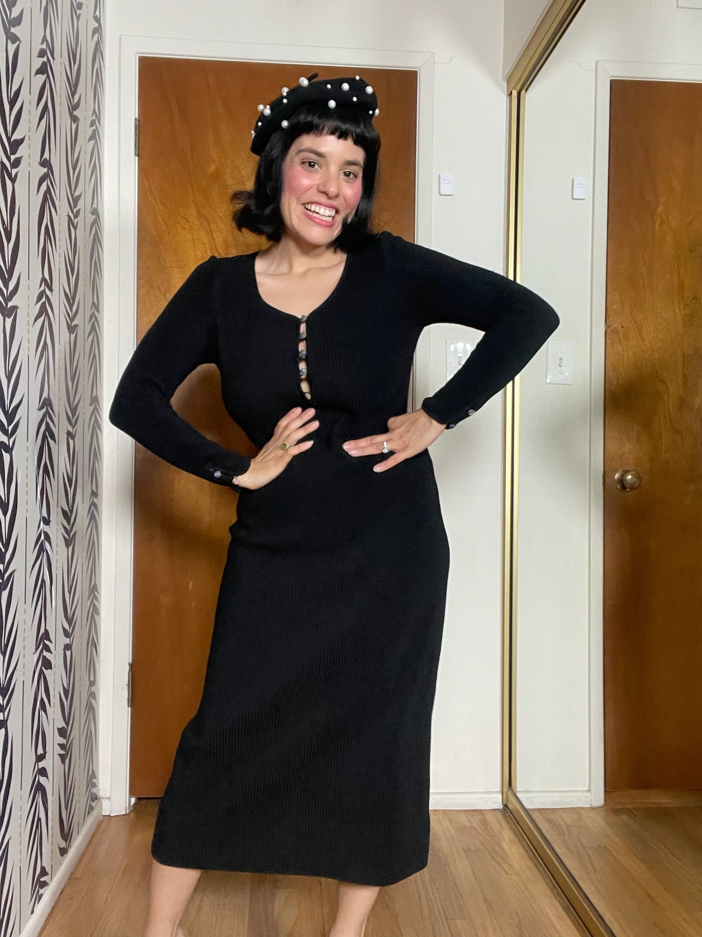 Vintage 60s "Goldworm" Black Knit Dress - Best Fits Size XS-M, Possibly L