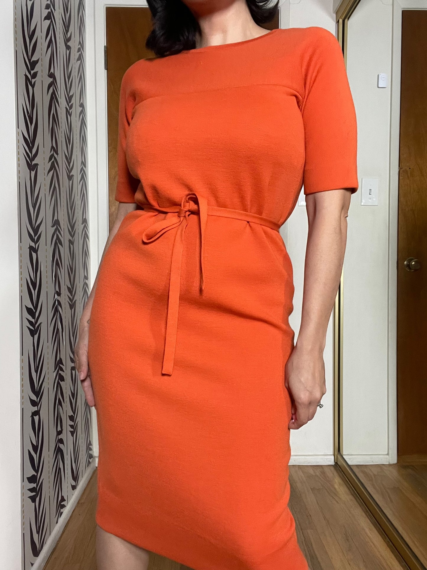 Vintage 60s "Goldworm" Orange Wool Knit Dress - Best Fits Size XS-M, Possibly L