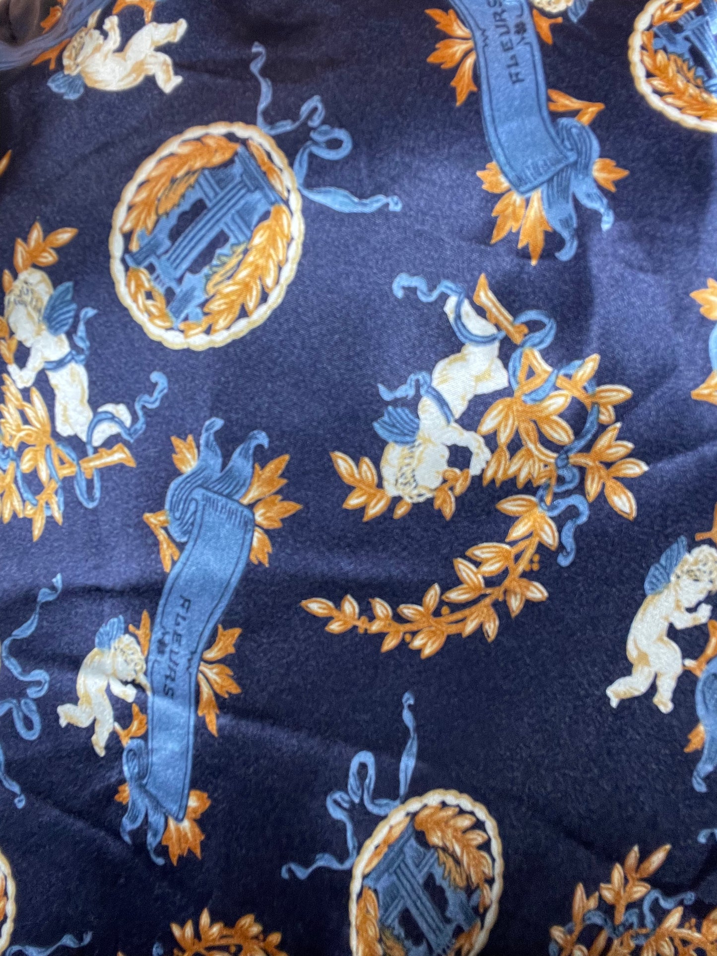 Vintage Y2K "Flanniel" Cherub Angel Print Satin Silk Shift Dress Best Fits Size S-M