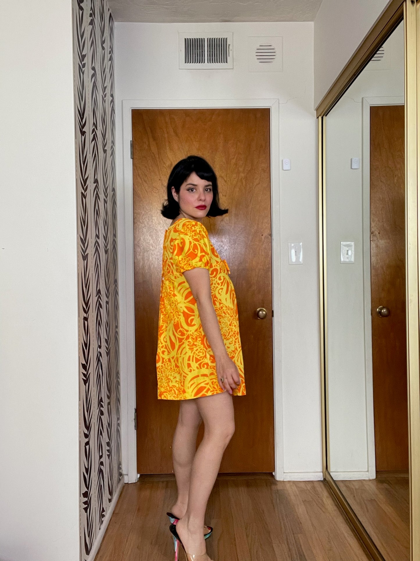 Vintage 60s Yellow And Orange Baby Doll Dress - Best Fits Size XS-S, Possible M