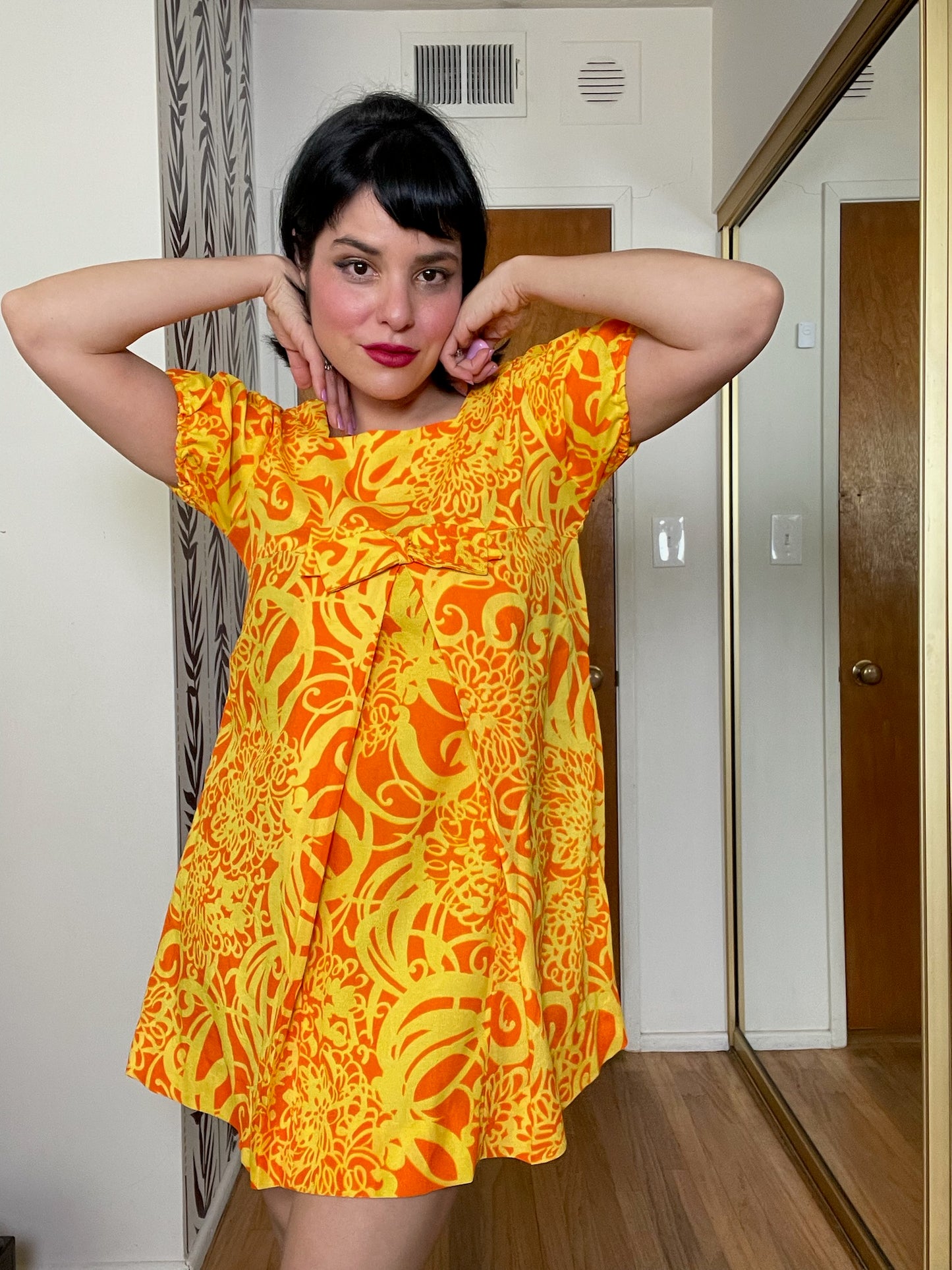 Vintage 60s Yellow And Orange Baby Doll Dress - Best Fits Size XS-S, Possible M
