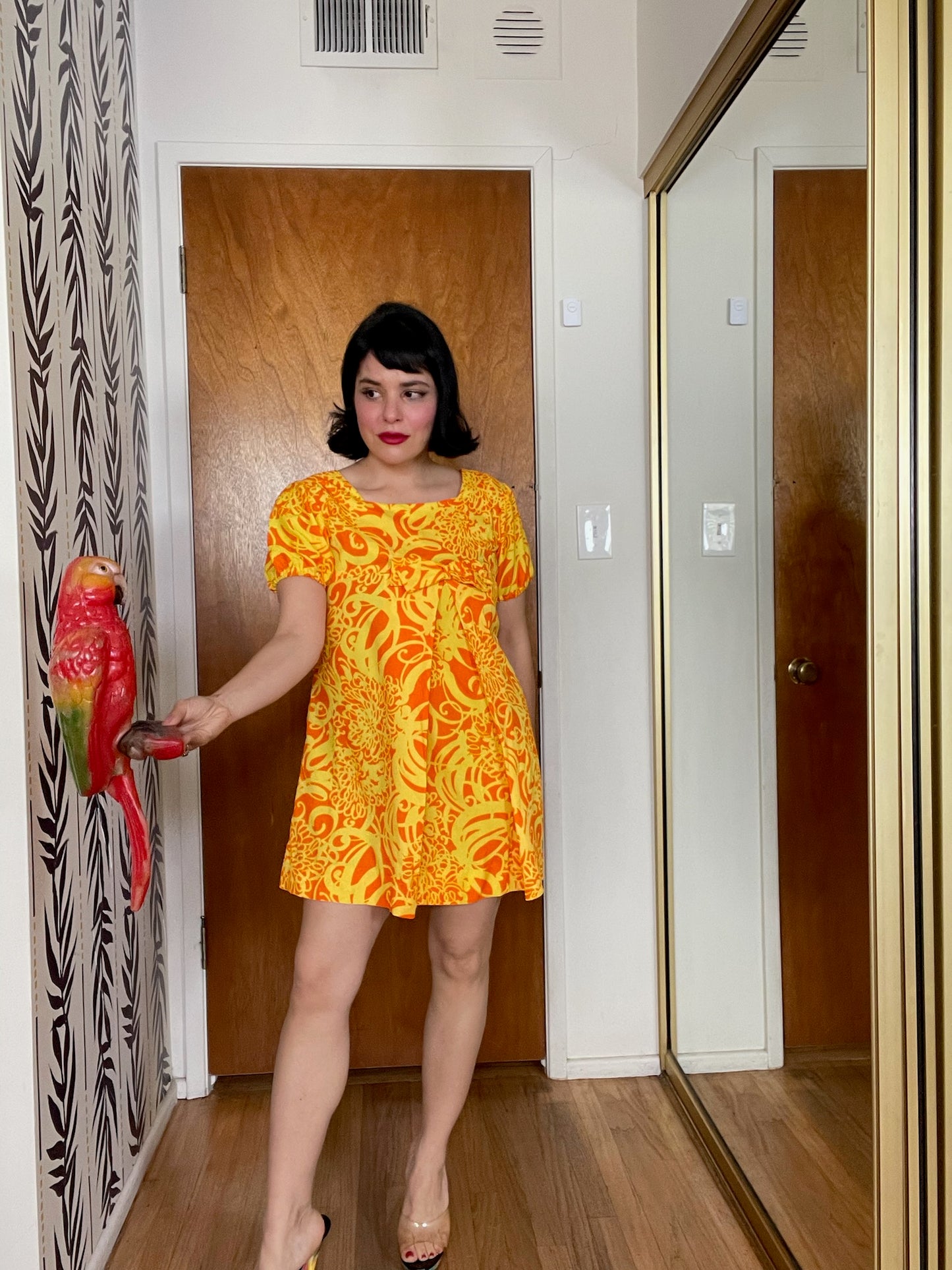 Vintage 60s Yellow And Orange Baby Doll Dress - Best Fits Size XS-S, Possible M