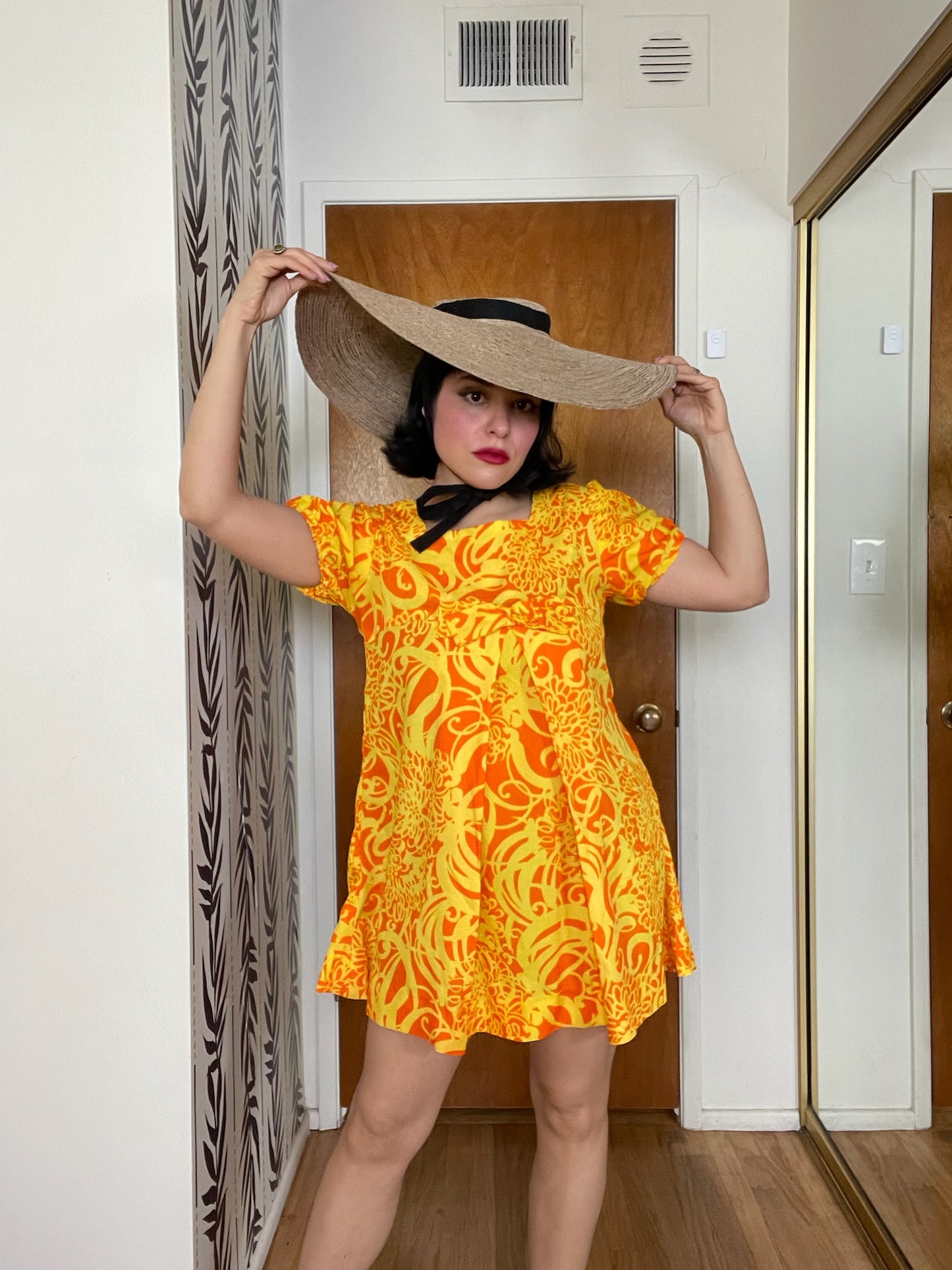 Vintage 60s Yellow And Orange Baby Doll Dress - Best Fits Size XS-S, Possible M
