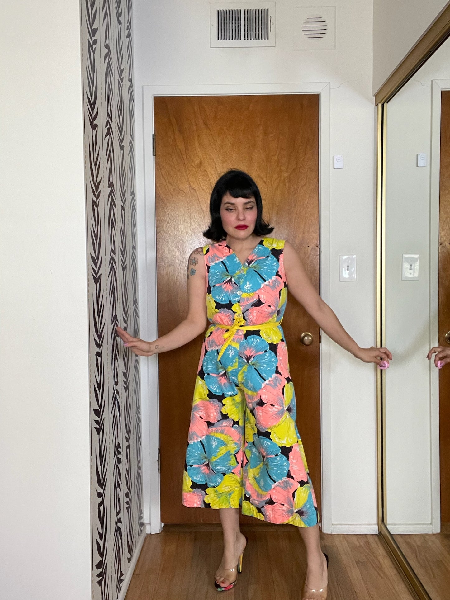 Vintage 60s "Spencer Of California" Tropical Floral Jumpsuit - Best Fits Size XS-S