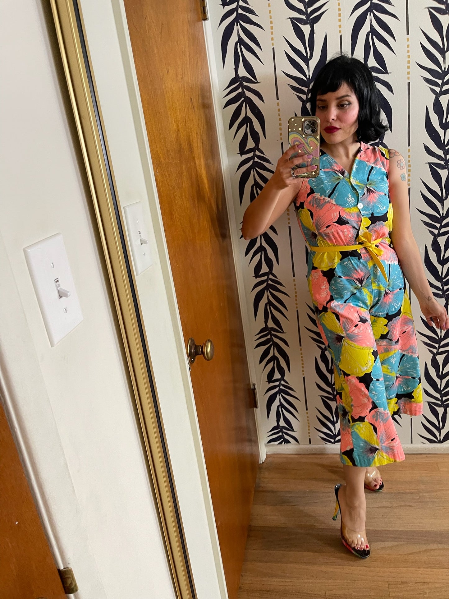 Vintage 60s "Spencer Of California" Tropical Floral Jumpsuit - Best Fits Size XS-S