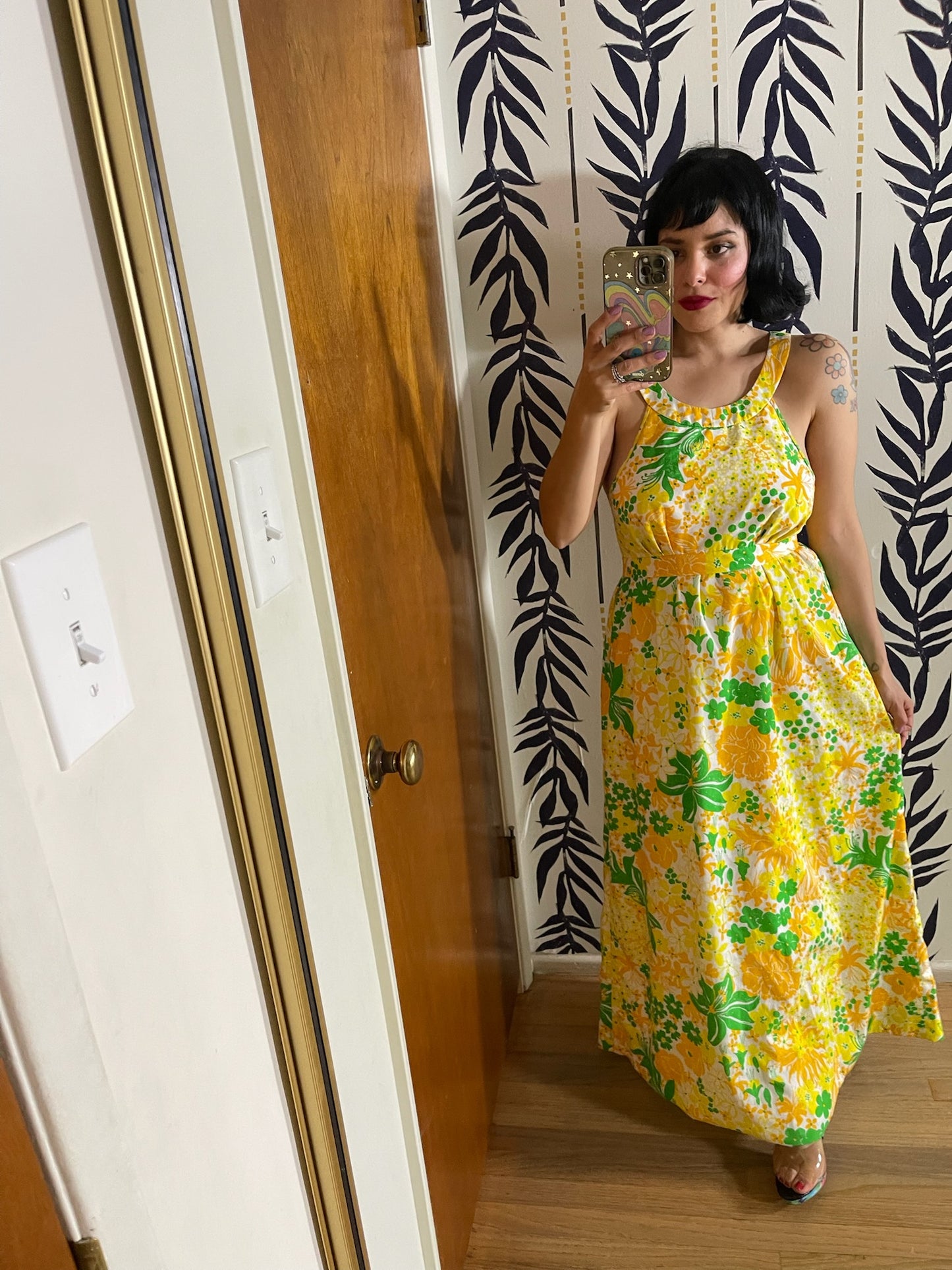 Vintage 60s "Lilly Pulitzer" Floral Print Maxi Dress - Best Fits Size XXS-S