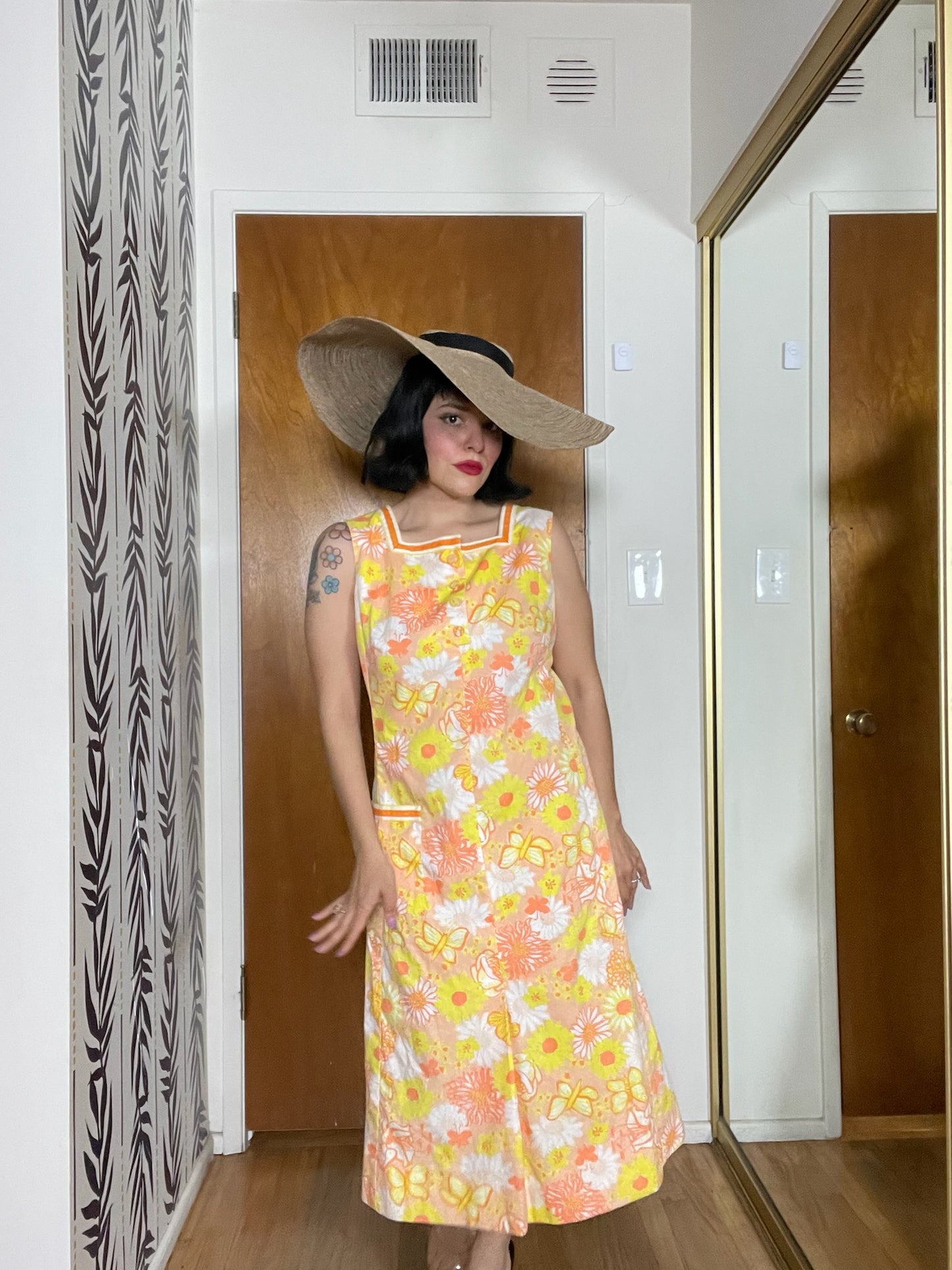 Vintage 60s "Lilly Pulitzer" Butterfly & Flowers Dress - Best Fits SizeS-M