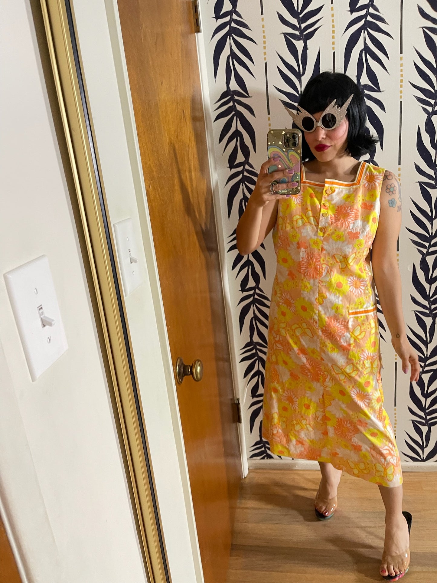 Vintage 60s "Lilly Pulitzer" Butterfly & Flowers Dress - Best Fits SizeS-M
