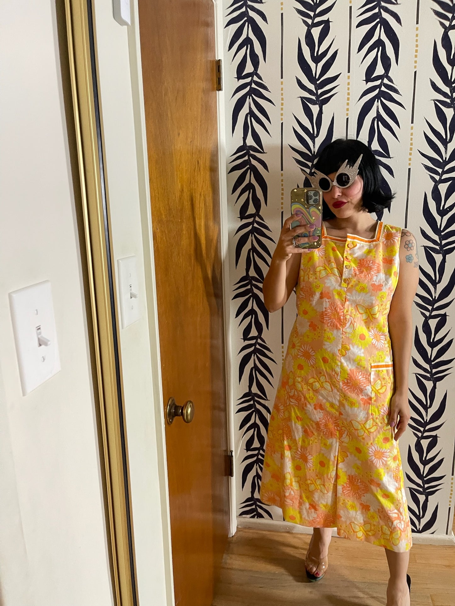 Vintage 60s "Lilly Pulitzer" Butterfly & Flowers Dress - Best Fits SizeS-M