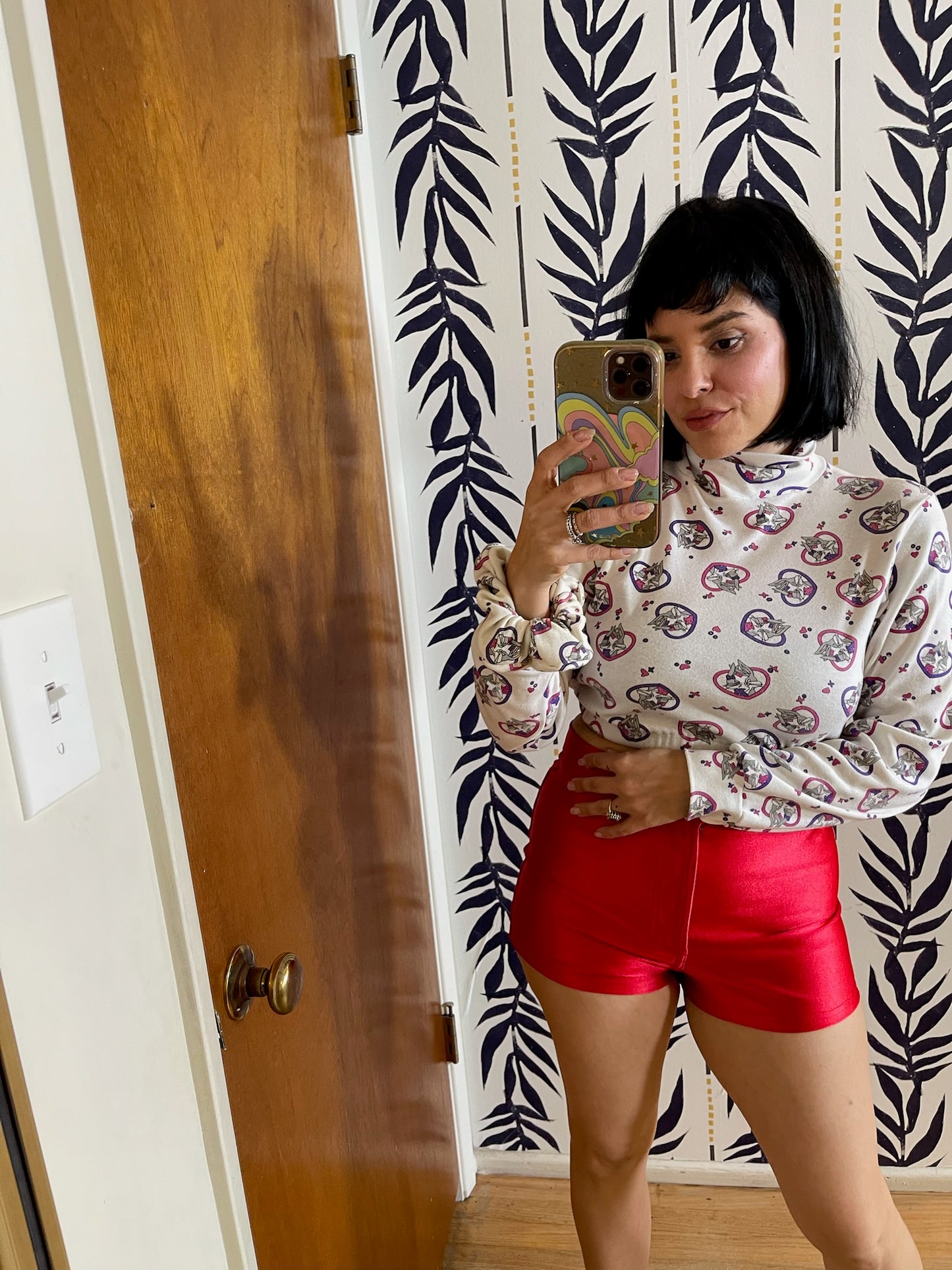 Vintage 80s 90s Looney Toons Cropped Turtleneck Top - Best Fits Size XS-M